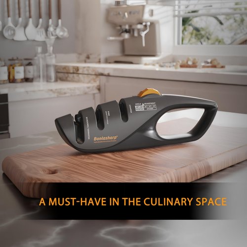 Bonlasharp 5-Angle Adjustable Knife Sharpener for Kitchen, Scissors & Pocket Knives – Precision 15°-24° Sharpening, Coarse & Fine Slots, Non-Slip Base, Ergonomic Handle, Safe & Easy to Use