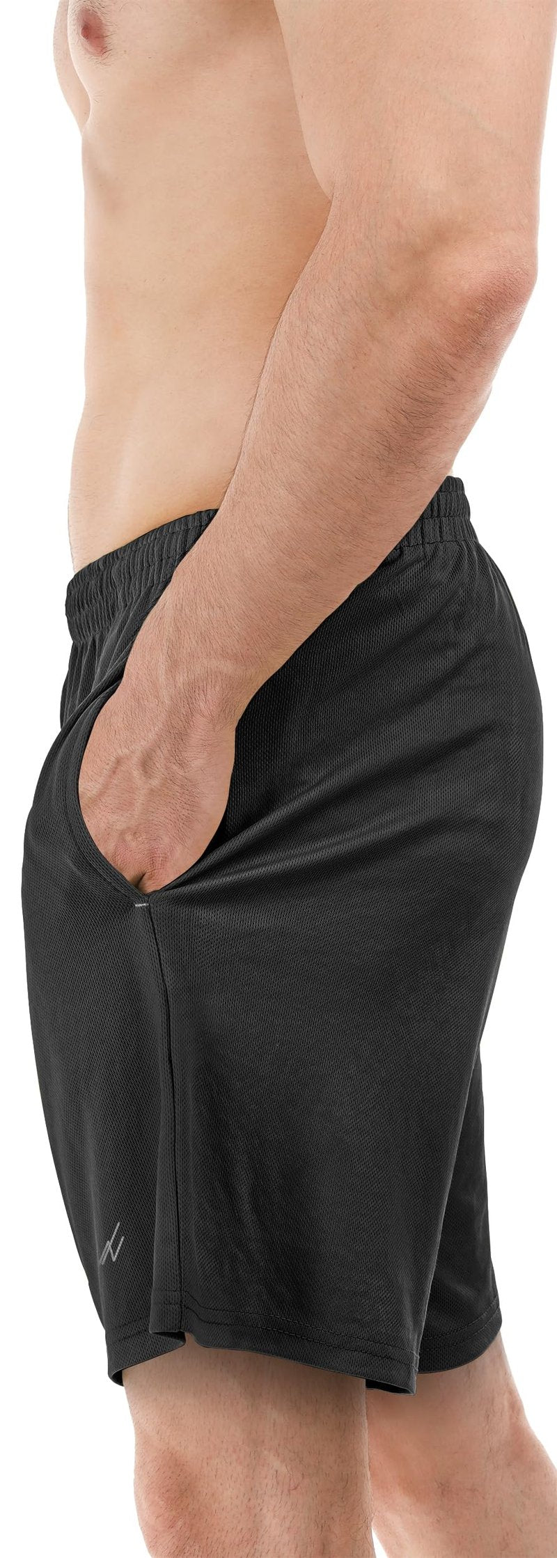NY Threads Men's Athletic Shorts Quick Dry Loose-Fit Lightweight Running Workout Gym Shorts with Pockets, Large, Black