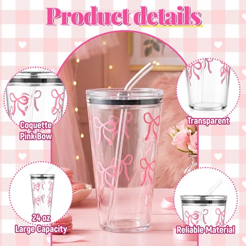 Hafublic 9Pcs Valentine's Day Basket Gifts for Her, Pink Woven Basket Birthday Gift Set Include Woven Basket, Cup, Earring, Flower Clip, Valentine Gift Stuffers for Mom Wife Daughter Teen Girlfriend