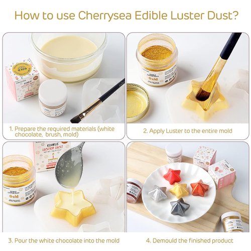 Cherrysea Red Edible Luster Dust - 10 Grams Food Grade Cake Decoration Powder for Baking & Desserts