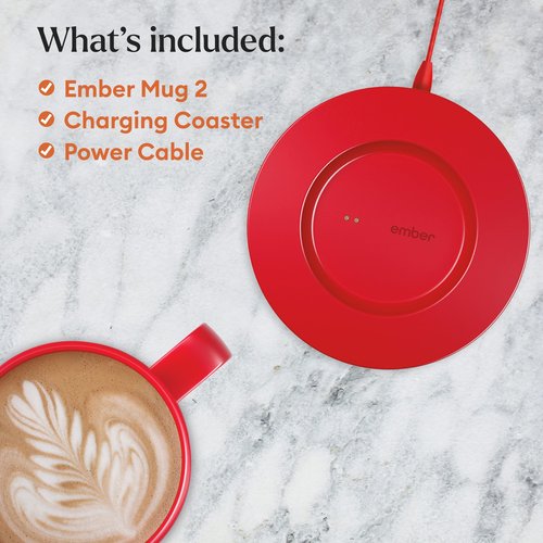 Ember Temperature Control Smart Mug 2, 14 Oz, App-Controlled Heated Coffee Mug with 80 Min Battery Life and Improved Design, Red