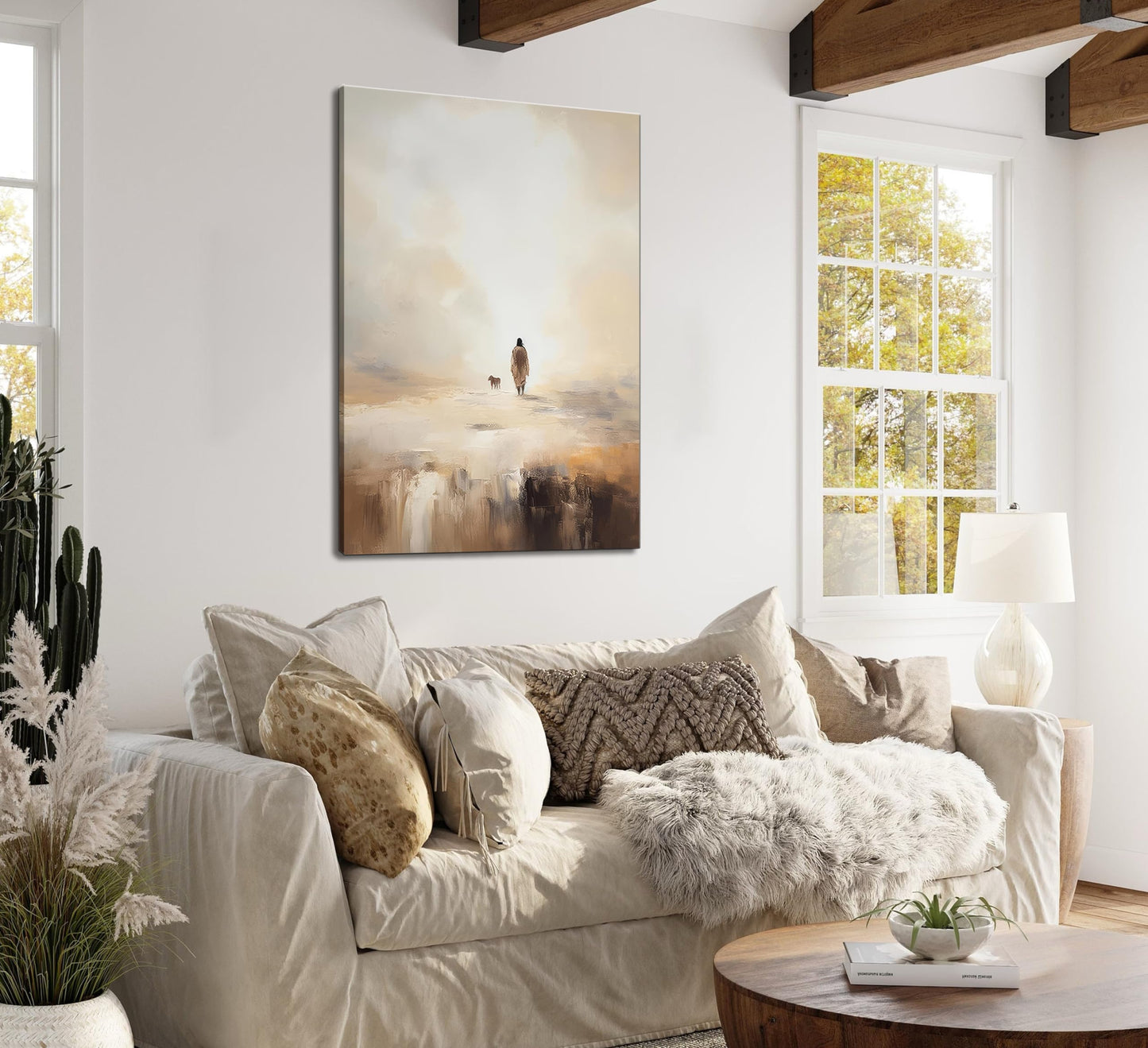 Christian Canvas Wall Art Jesus Leaves The 99 Sheep Bible Parable Story Lost Sheep Religion Painting Picture Wall Decor Poster Print for Living room Bedroom Office Home Decoration
