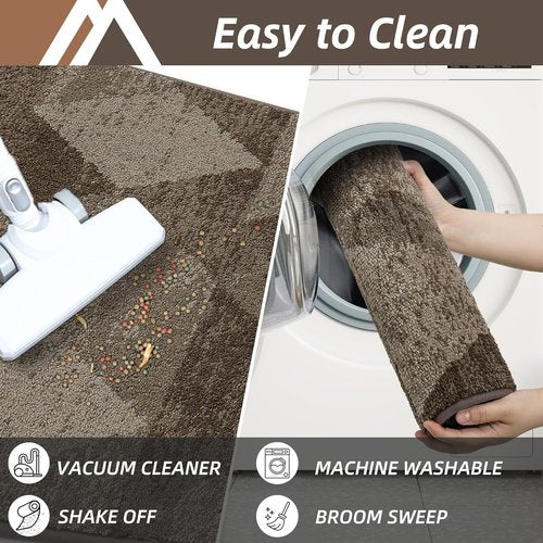COSY HOMEER Entryway Rugs - Non-Slip, Absorbent Polyester Doormat | 20"x32" for High Traffic Areas, Brown