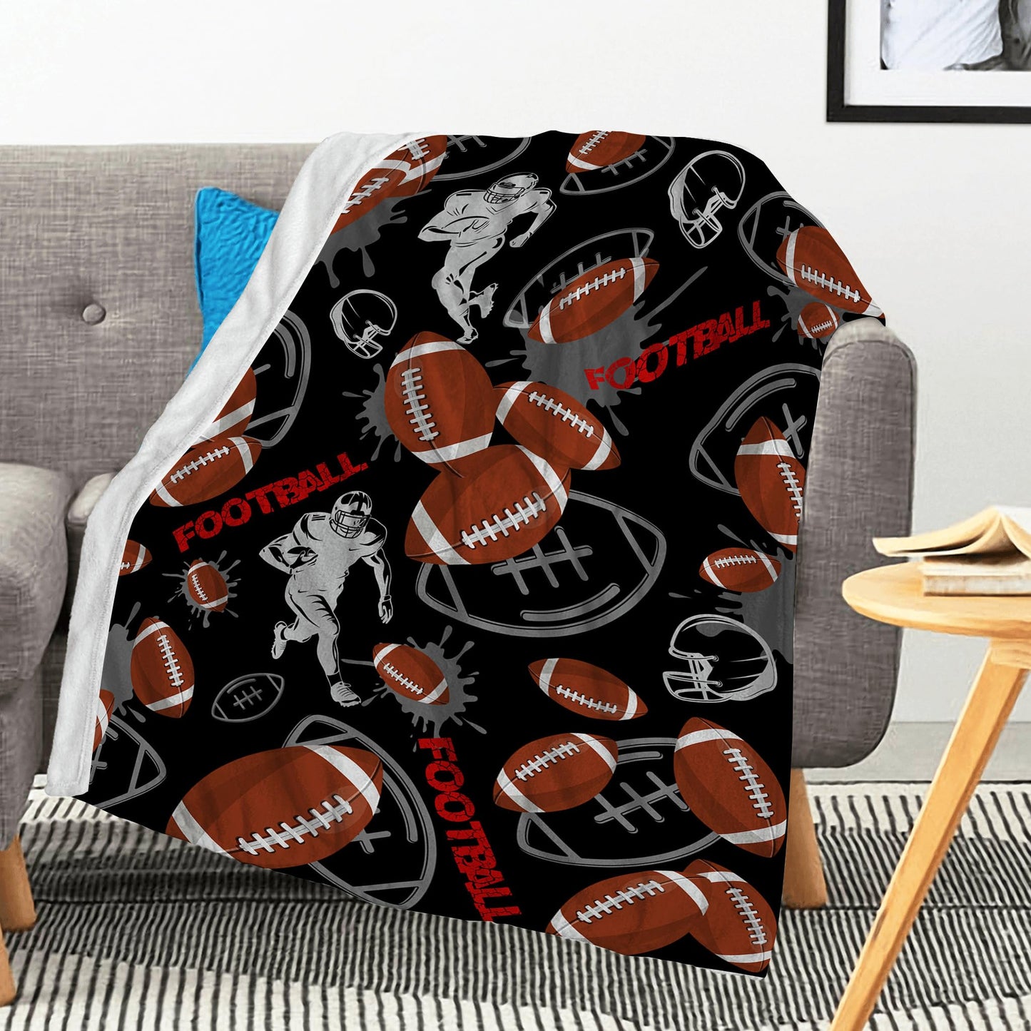 HUGTAIL Football Blanket ,Football Gifts for Boys,Football Team Gifts,Football Coach Gifts,Football Blanket Gifts,Football Team Football Lover Gifts for Women Men Adults 60"x50"