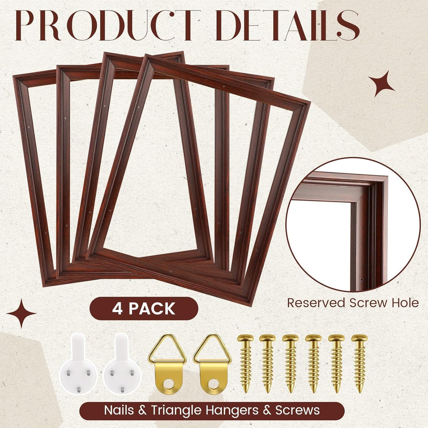 Soaoo 4 Pcs Canvas Floater Frames Floating Canvas Frame 0. 9" Deep Artwork for Paintings with Hardware Kit Included for Wall Prints Painting, Assemble Required(16'' x 20'',Brown)
