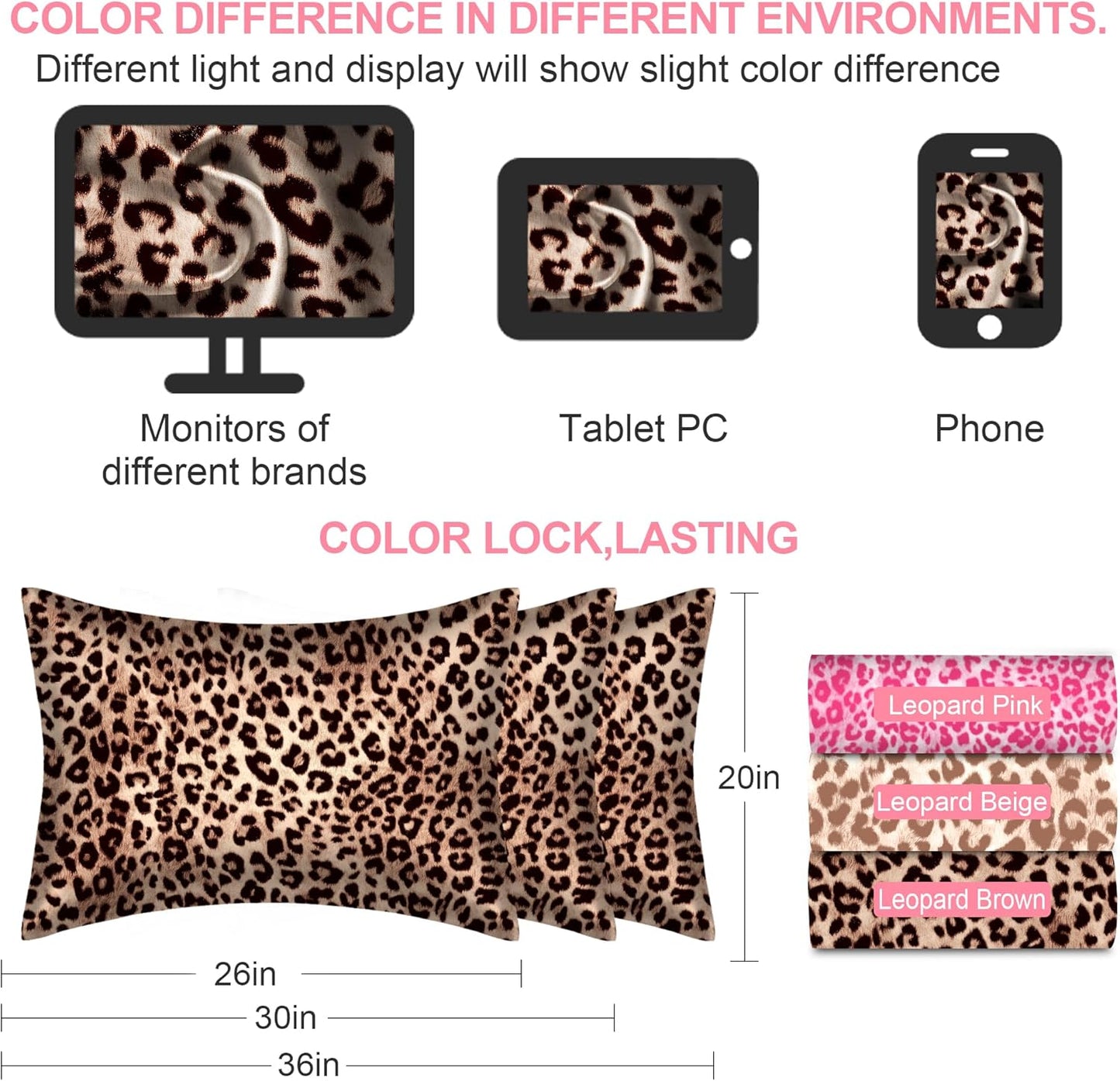 Skiennix Mulberry Silk Pillowcases - King Size 2-Pack with Hidden Zipper | Soft, Breathable & Cooling - Leopard Brown