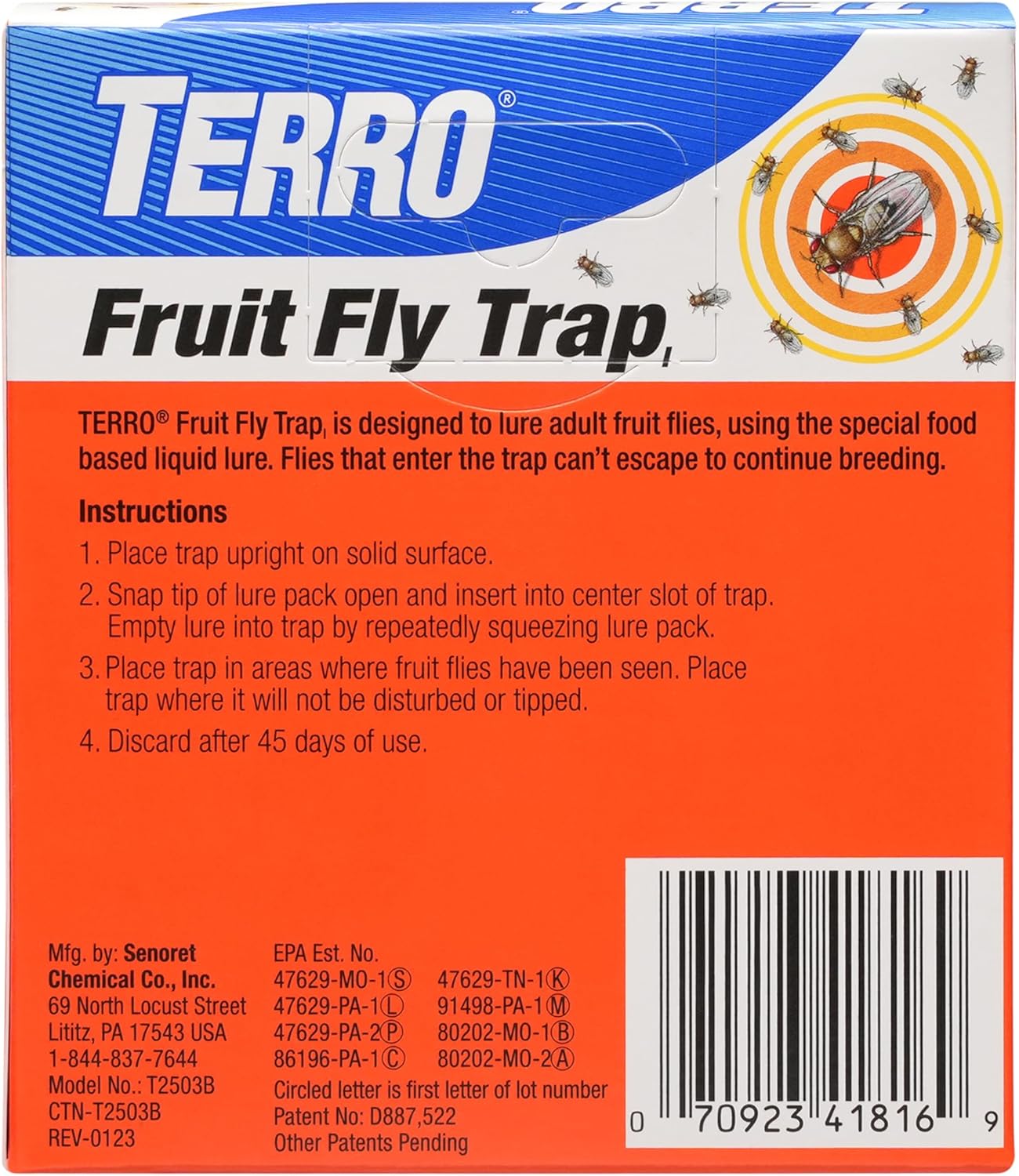 Terro Fruit Fly Traps - 6 Pack with 270 Days of Effective Lure Supply for Indoor Use