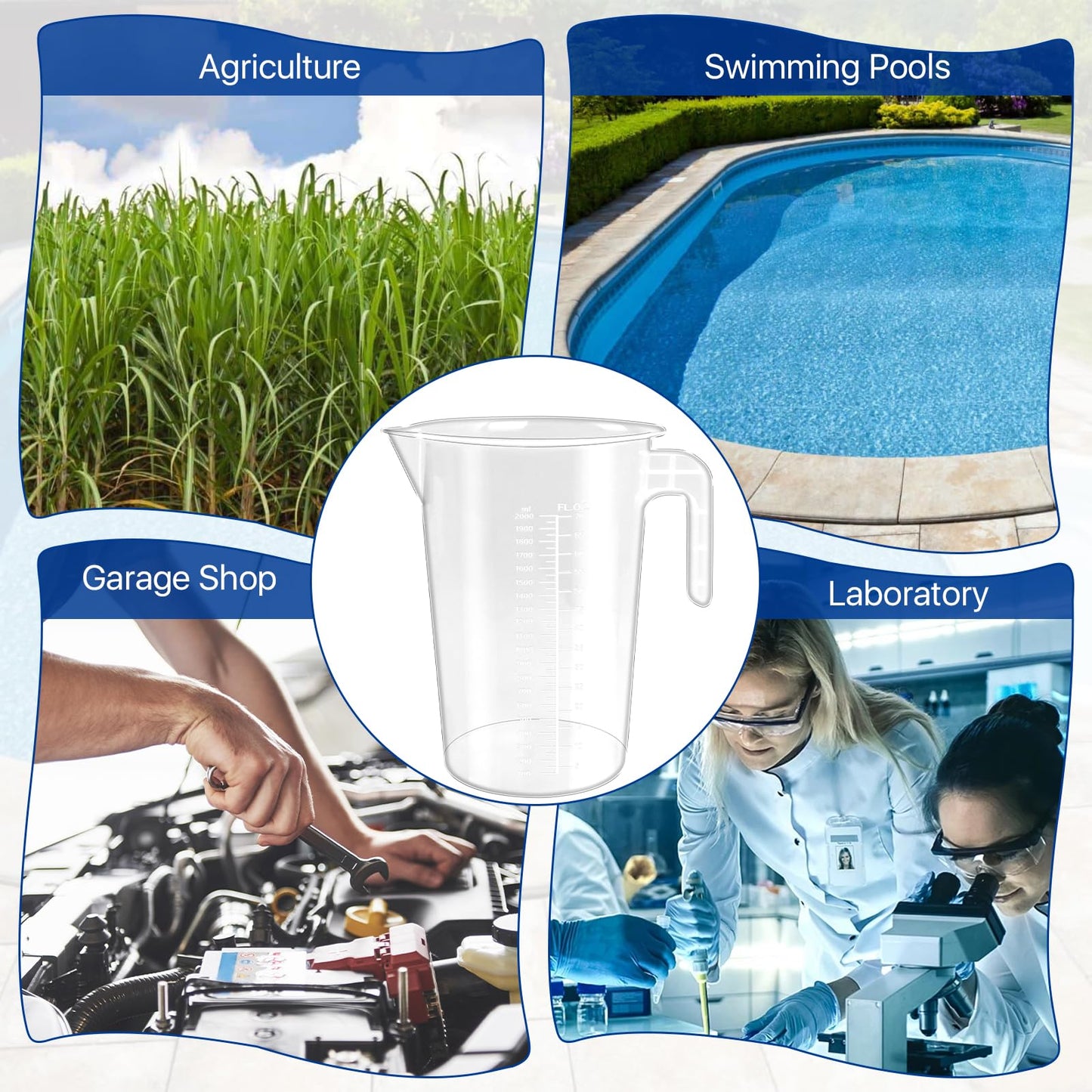 4 Pack 2 Liter Plastic Graduated Measuring and Mixing Pitcher, Aemygo Clear 1/2 Gallon Measuring Cups with Handle, Multipurpose Pouring Cup for Paint, Resin, Epoxy, Kitchen Cooking Baking Ingredients