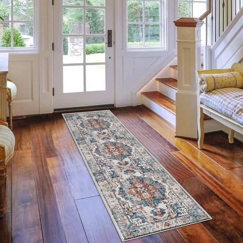 Hallway Washable Runner Rug - Vintage Soft Non-Slip 2x7 Entryway Carpet | Ideal for Kitchen, Bathroom & Living Room