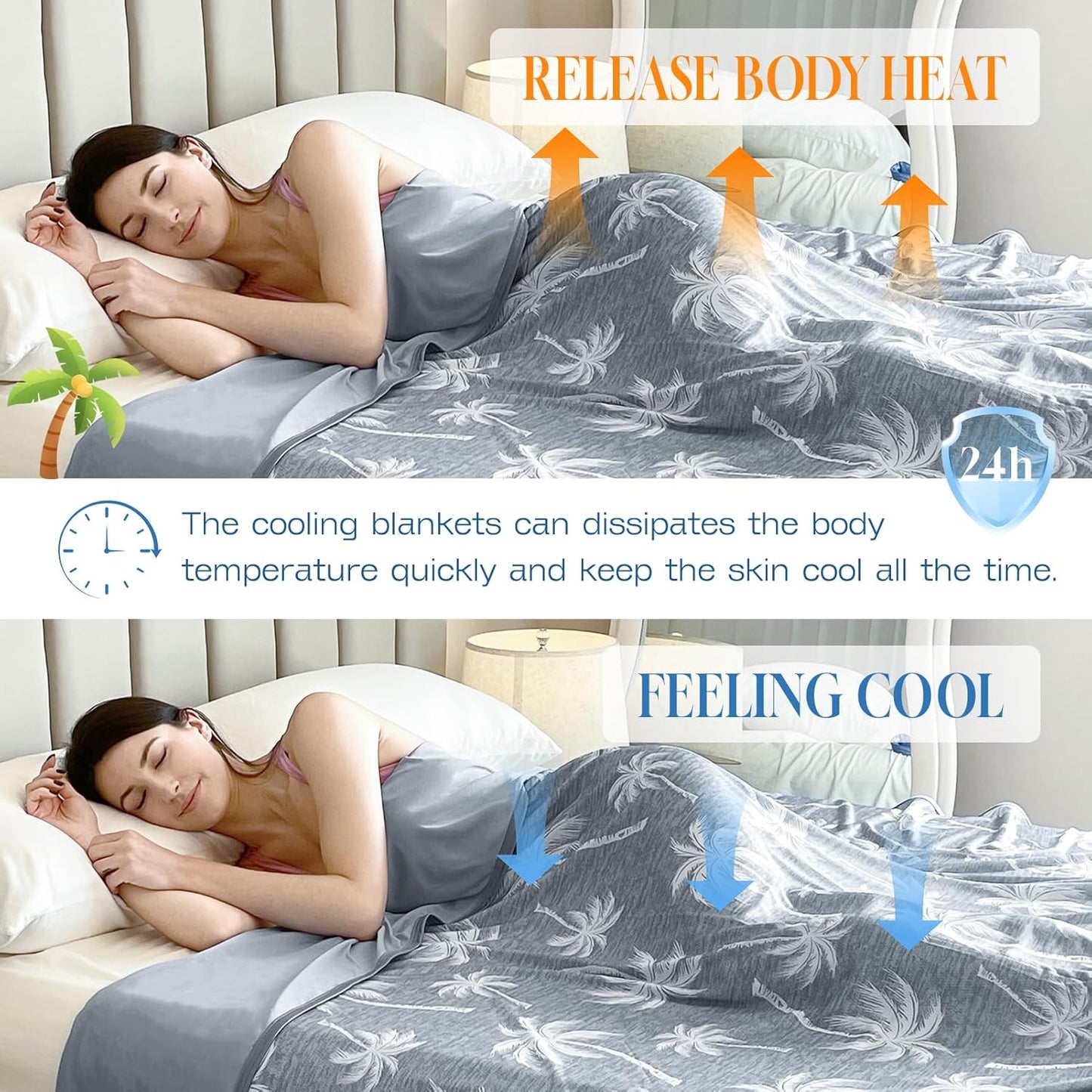 OMERAI Cooling Blanket King for Hot Sleepers, Breathable Summer Blanket Lightweight Blankets for Night Sweats, Double-Sided Cooling Effect Throw Blanket for Bed, 90"x108" Gray