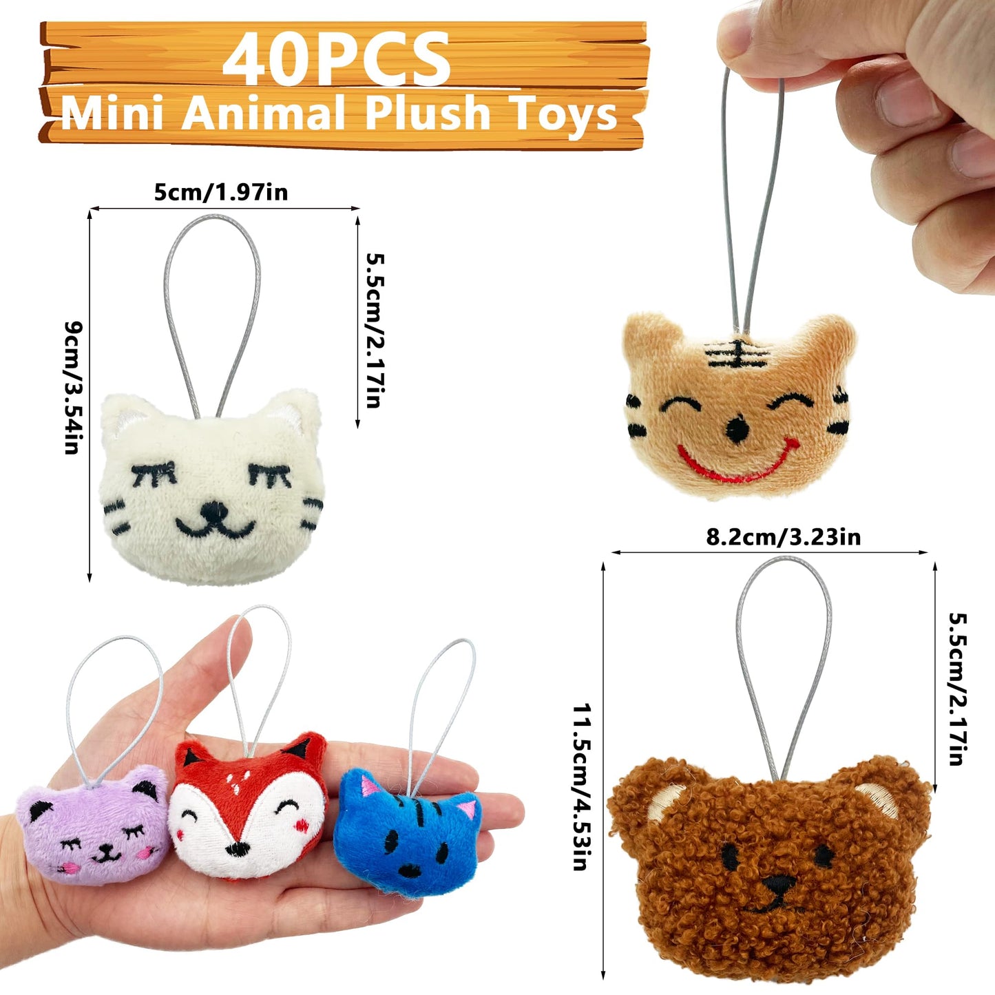 XIPEGPA 40 PCS Mini Animal Plush Toys Set Cute Small Animal Stuffed Toy Keychain for Party Favors Keychain Ornament for Goody Bag Easter Egg Stuffers Carnival Birthday Party Classroom Prizes
