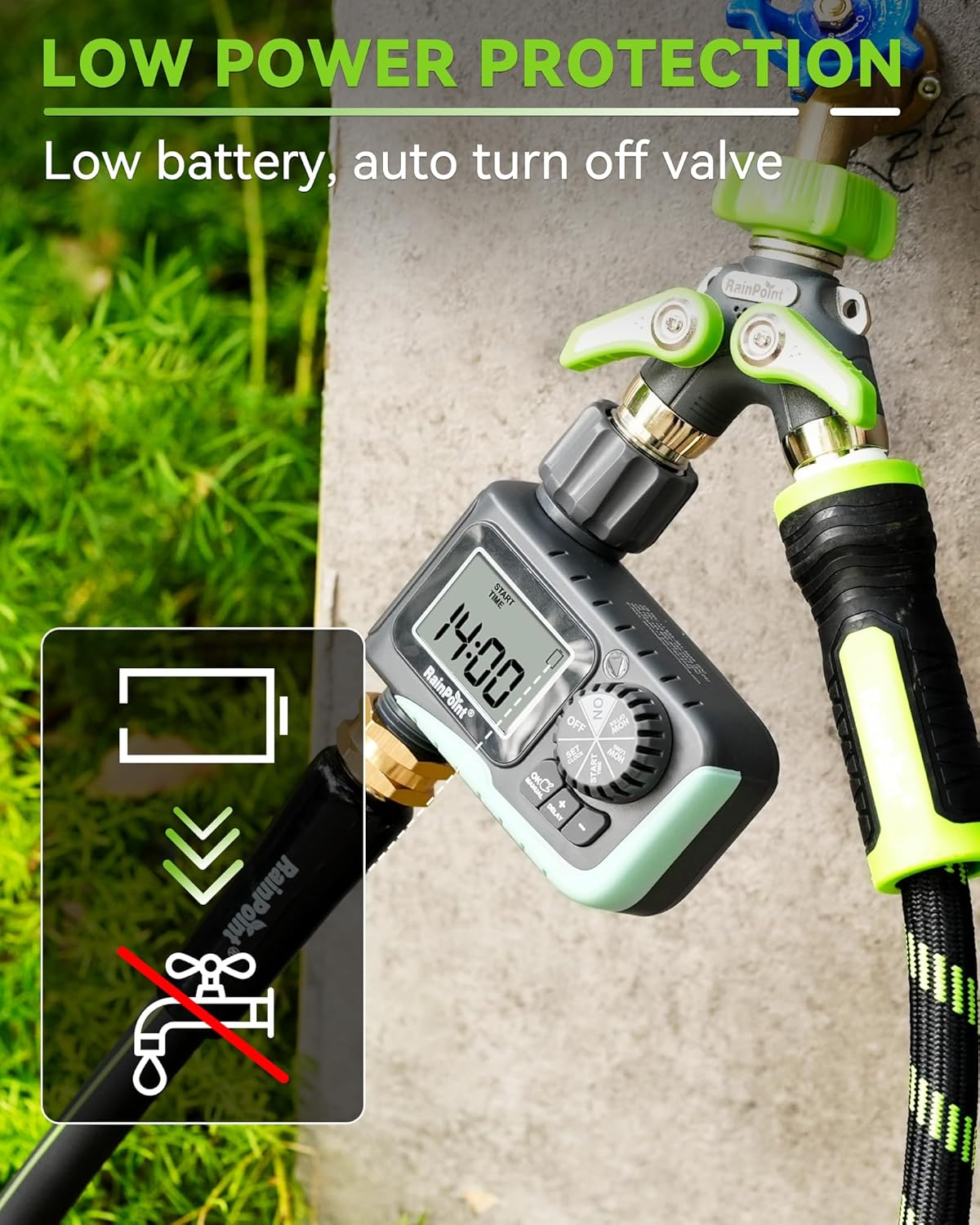 RAINPOINT Sprinkler Timer - Programmable Water Timer for Garden Hose | Digital Irrigation System for Lawn & Yard