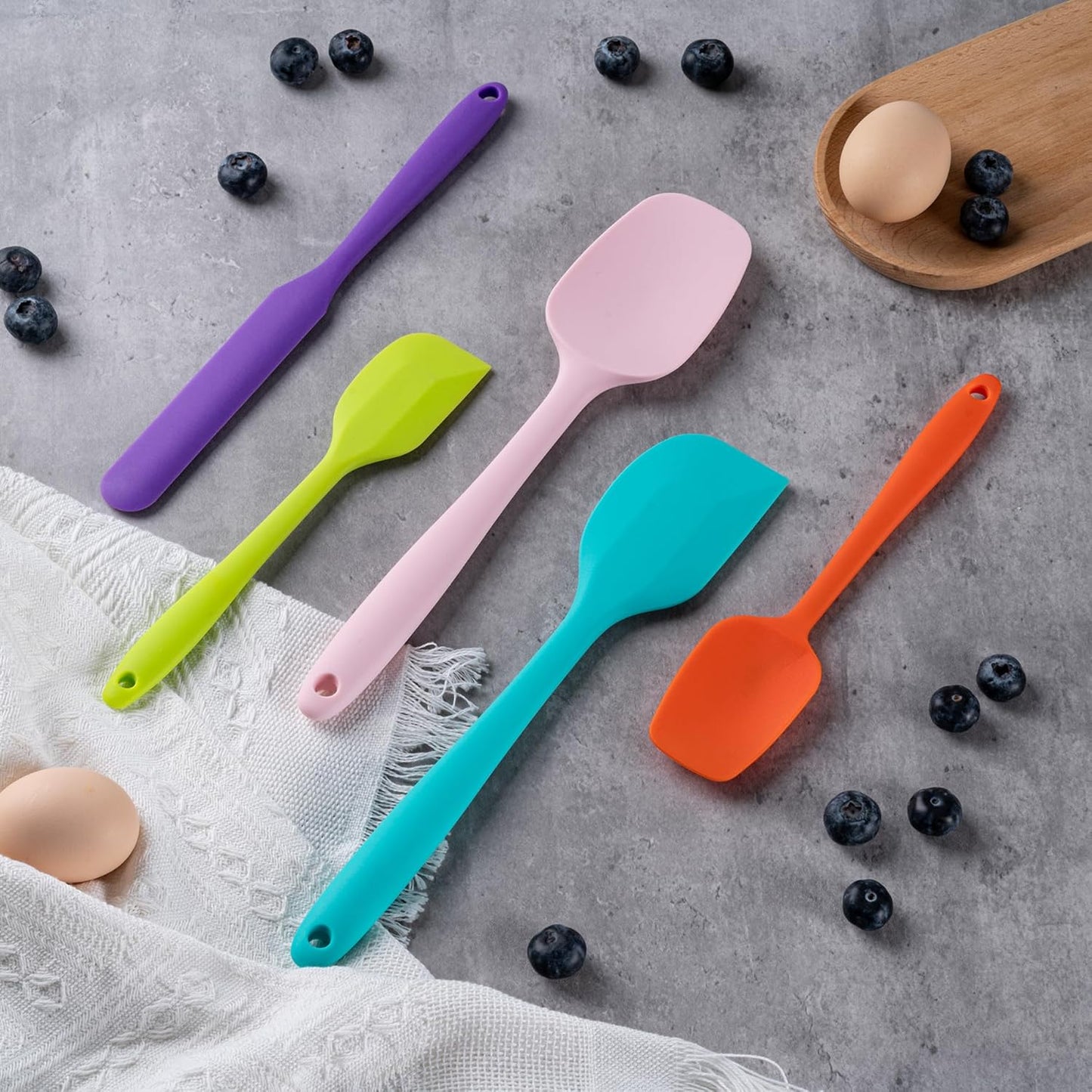 Skiennix Silicone Spatula Set - 5 Piece Food Grade Rubber Spatulas | High Heat Resistant, BPA-Free, Dishwasher Safe (Multicolor)
