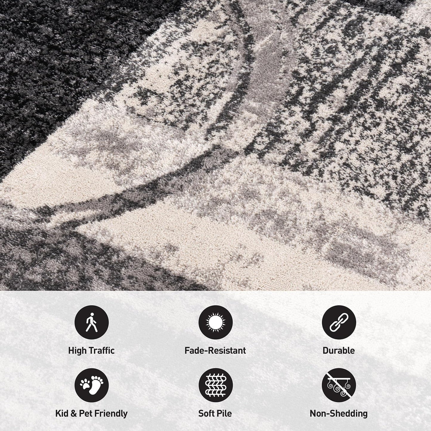 Rugshop Contemporary Abstract Circle Design Soft Area Rug 5'3" x 7'3" Cream