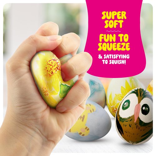Dan&Darci Easter Egg Squishy Painting Kit - Arts & Crafts for Girls and Boys - Kids Art Activities - Craft Gift for Kid Ages 6 7 8 9 10 Year Old Girl Gifts - Decorate 6 Slow Rising Squishies