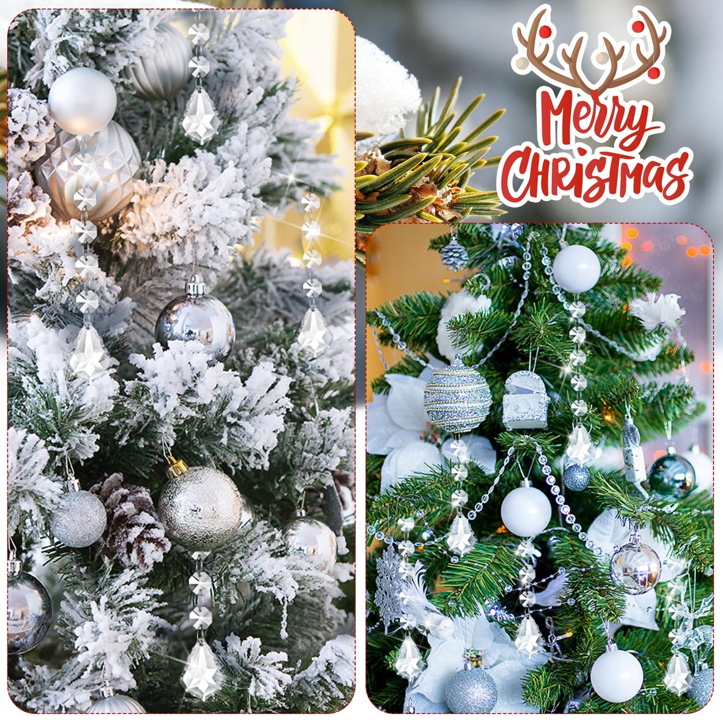 Nuenen 100 Pcs Acrylic Hanging Crystals for Centerpieces Chandelier Clear Crystal Garland Strands Ornament Acrylic Clear Beads Prisms Pendant for Christmas Tree Window Home Decoration(Maple Leaf)
