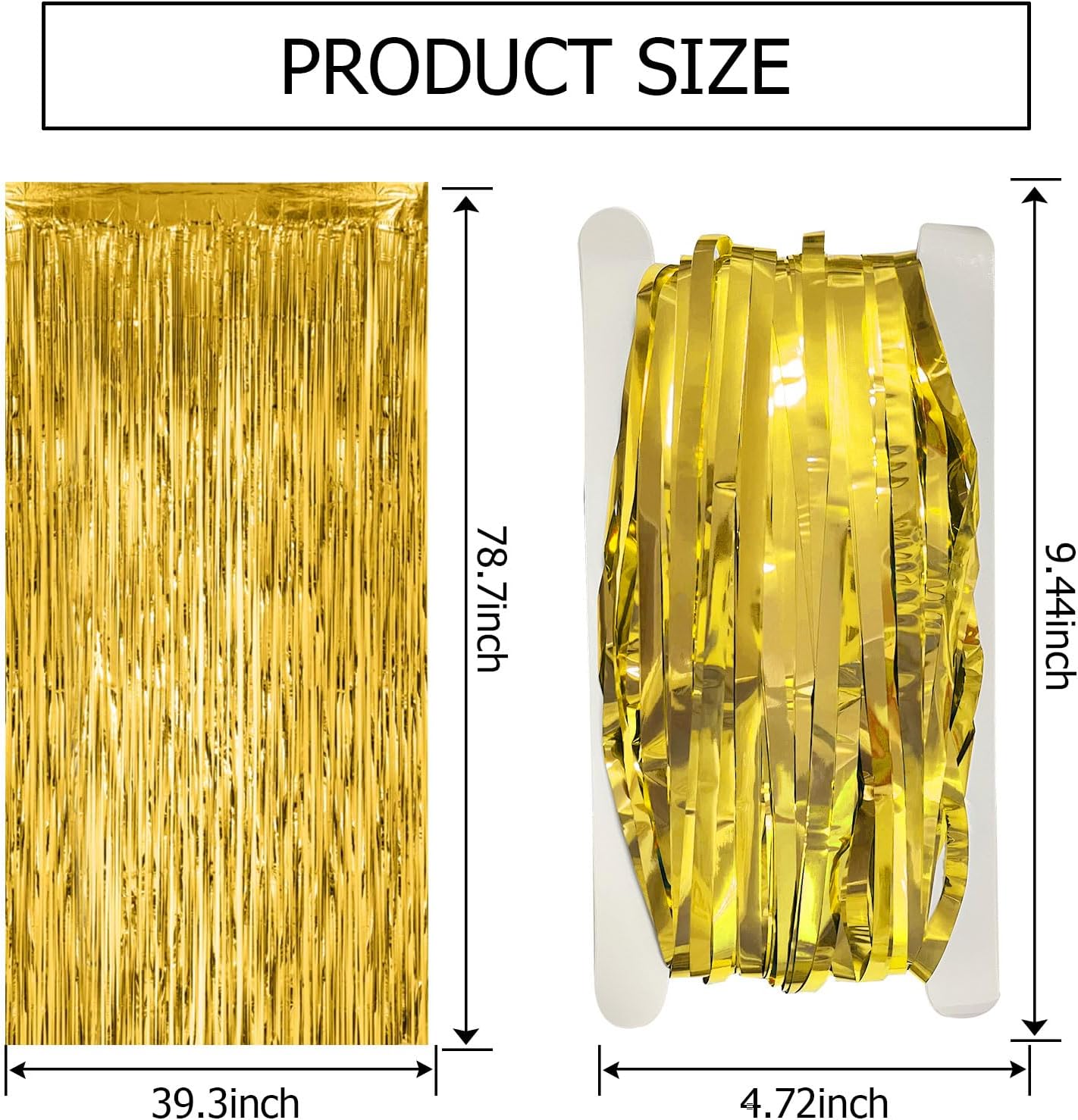 Skiennix Gold Fringe Curtain Backdrop - 2 Pack Tinsel Streamers for Party Decorations | Photo Booth & Events