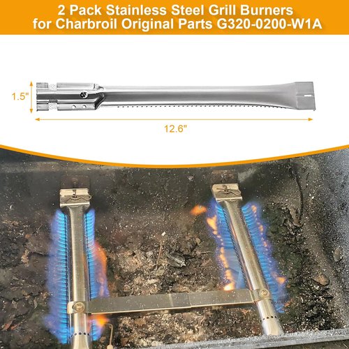 Grill Replacement Parts for Char-Broil Classic 280 2-Burner 463672817 463672717 Gas Grill G320-0200-W1A Grill Burner G215-0203-W1 Heat Tent Stainless Steel Cooking Grate Adjustable Crossover Tube
