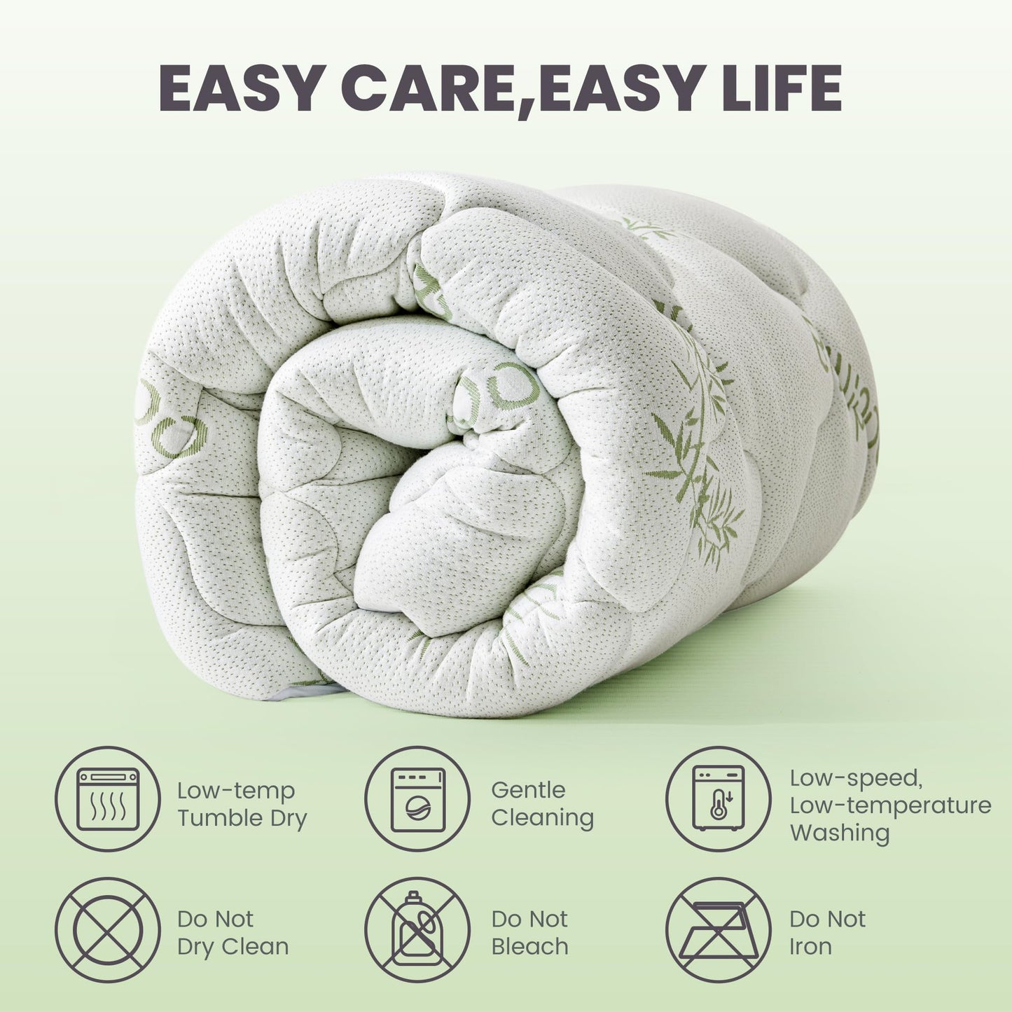 BDEUS Twin XL Mattress Topper Viscose Derived from Bamboo Extra Thick Mattress Pad, Ultra Soft Cooling Mattress Protector Cover with 21" Deep Pocket for Back Pain Relief