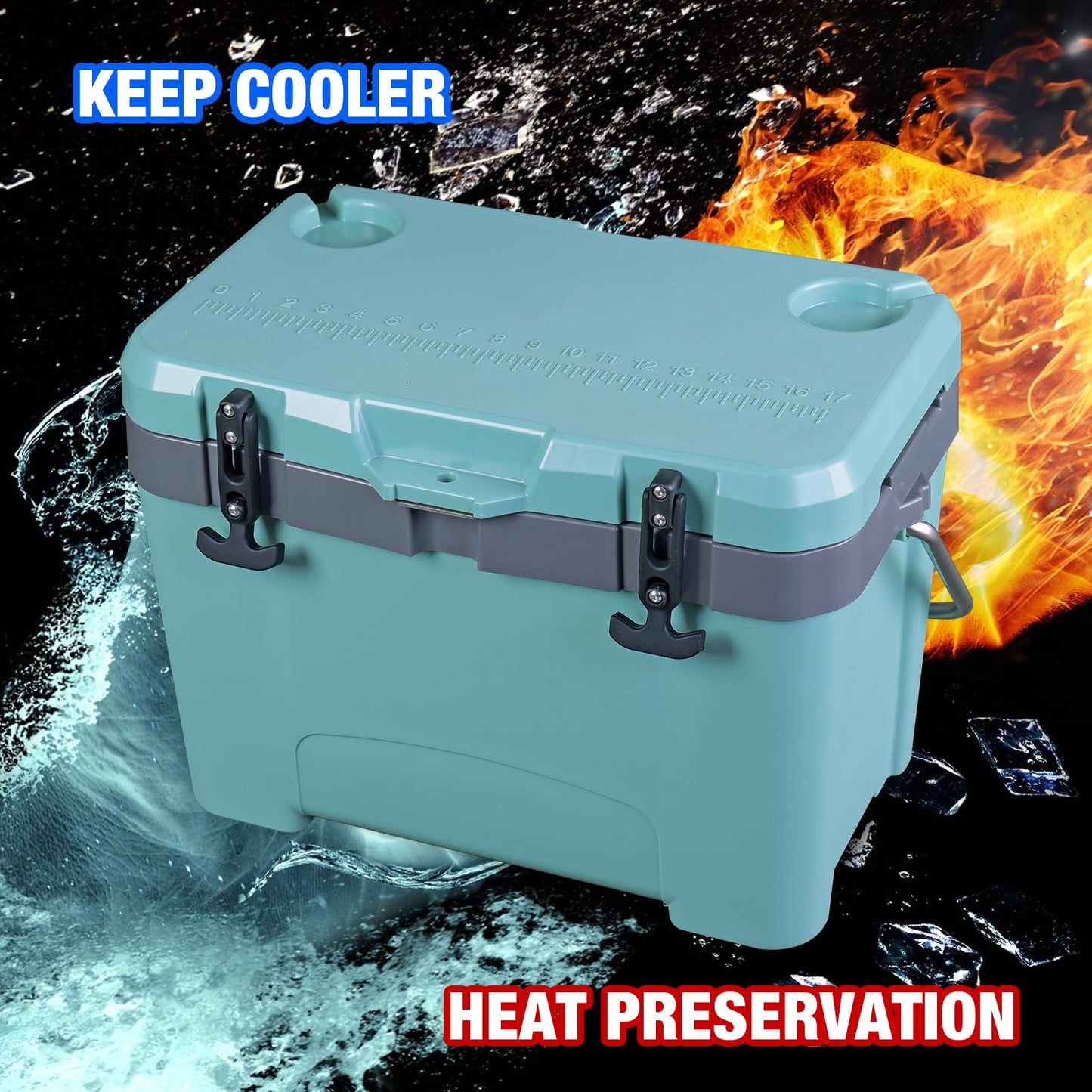 YELLOW JACKET 27 Quart Ice Cooler, Portable Ice Chest Hard Cooler Box with Retention Insulation and Heavy Duty Handle for Camping, Picnic, Beach, Drink, Beverage, Fishing,Blue