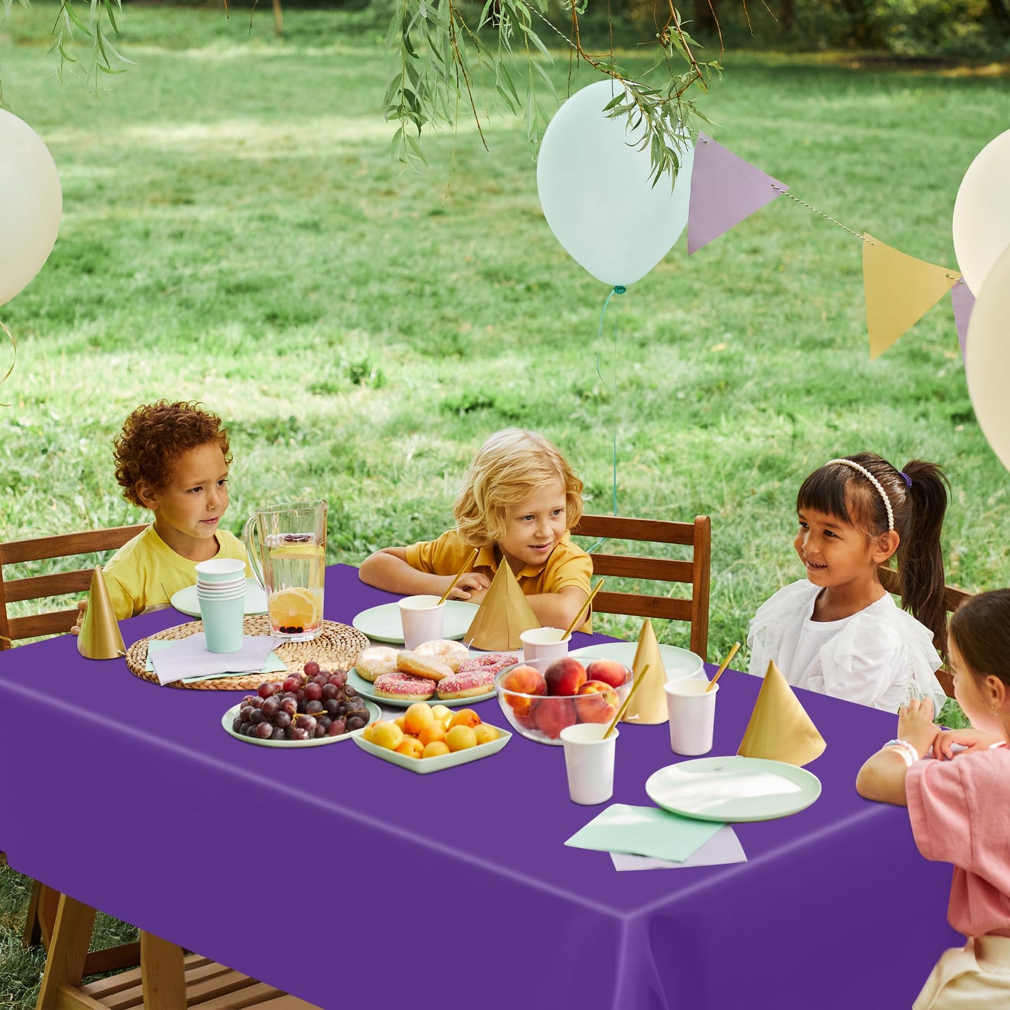 QZYL 12 PCS Purple Plastic Tablecloths, 54 in x 108 in Dinner Table Cloths, Rectangle Table Cover for Birthday Party Family Gathering Wedding