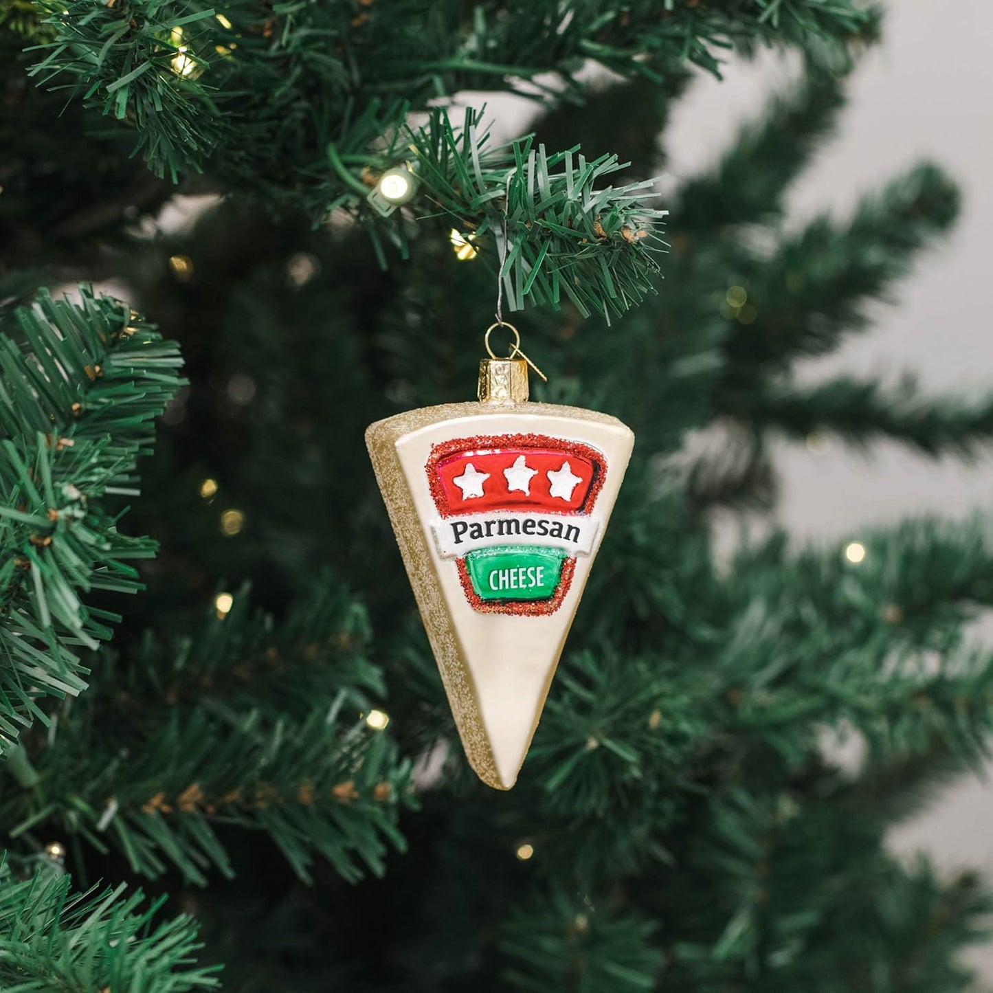 Handcrafted Glass Cheese Wedge Ornament - Unique Christmas Tree Decoration