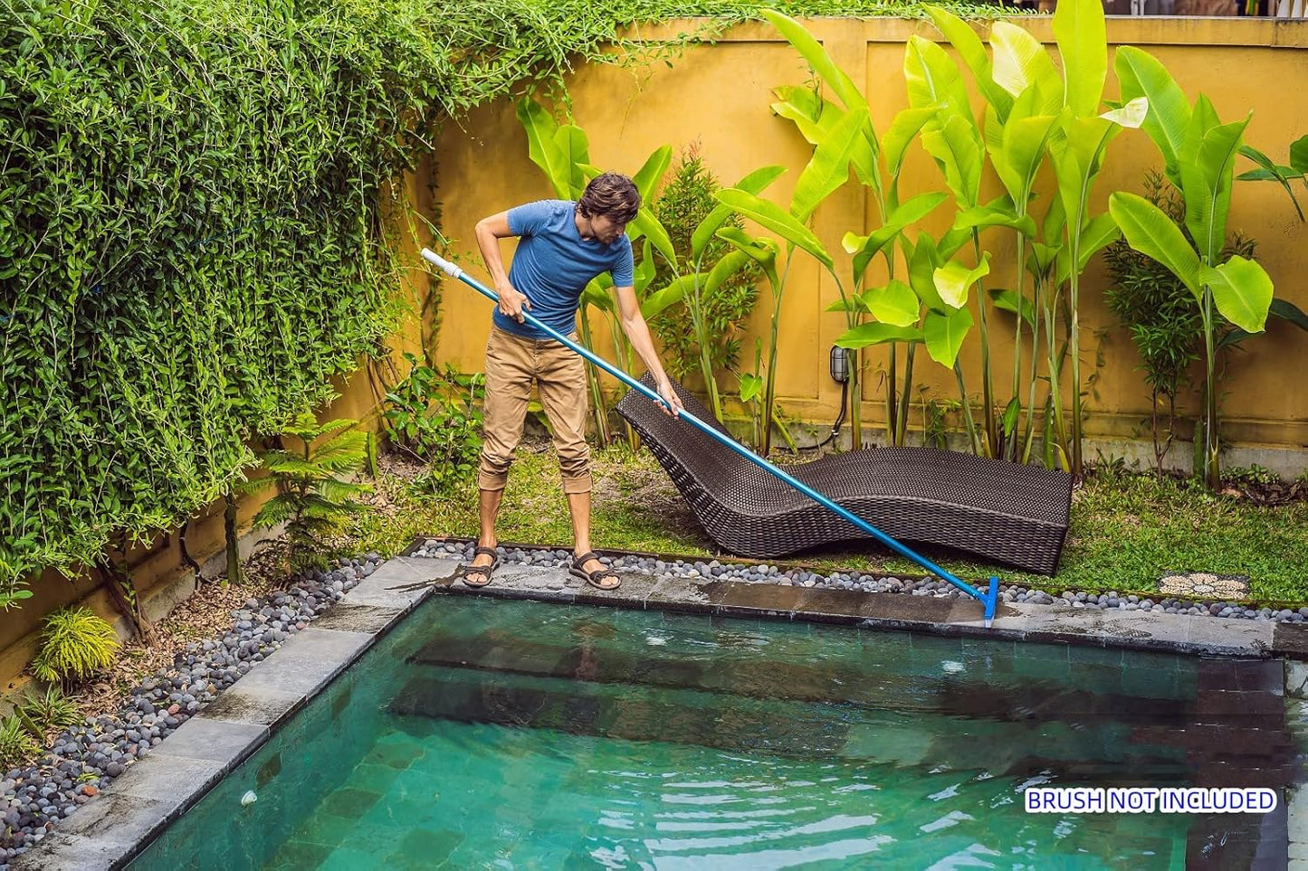POOLWHALE 12 Feet Telescopic Swimming Pool Pole - Adjustable Aluminum Design for Skimmer Nets & Brushes
