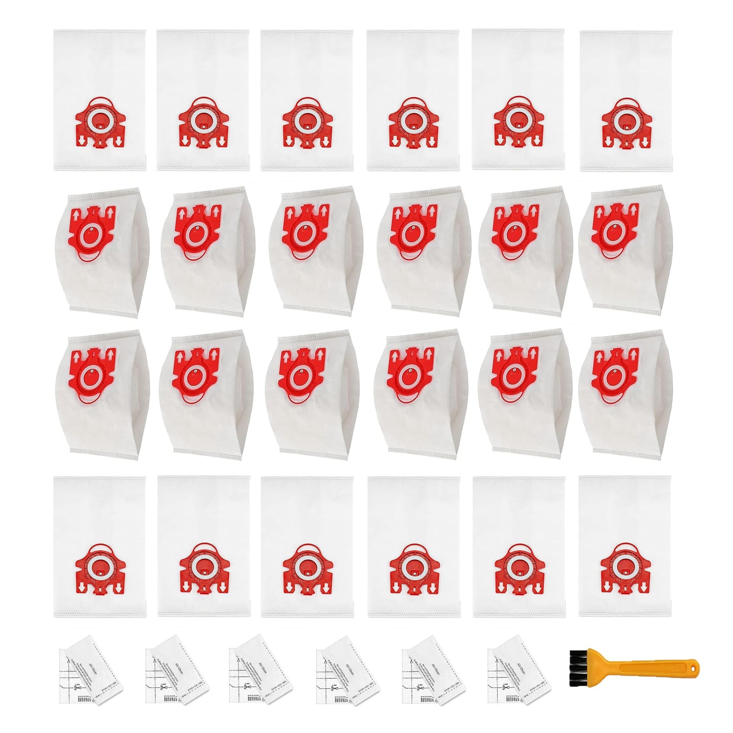 24 Pack 3D Airclean Vacuum Bag Replacement for Miele FJM Vacuum Compact C2 Compact C1 Complete C1 S241 S290 S300i S500 S700 S4 S6 Series With 6 Motor Protection Filters 6 AirClean