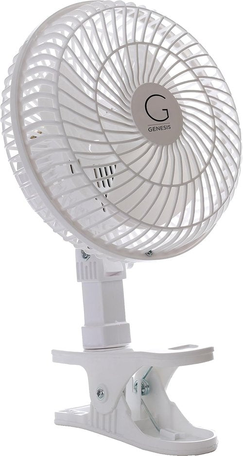 Genesis Clip Fan - 6-Inch Convertible Table-Top & Clip Design with Two Quiet Speeds - Off White