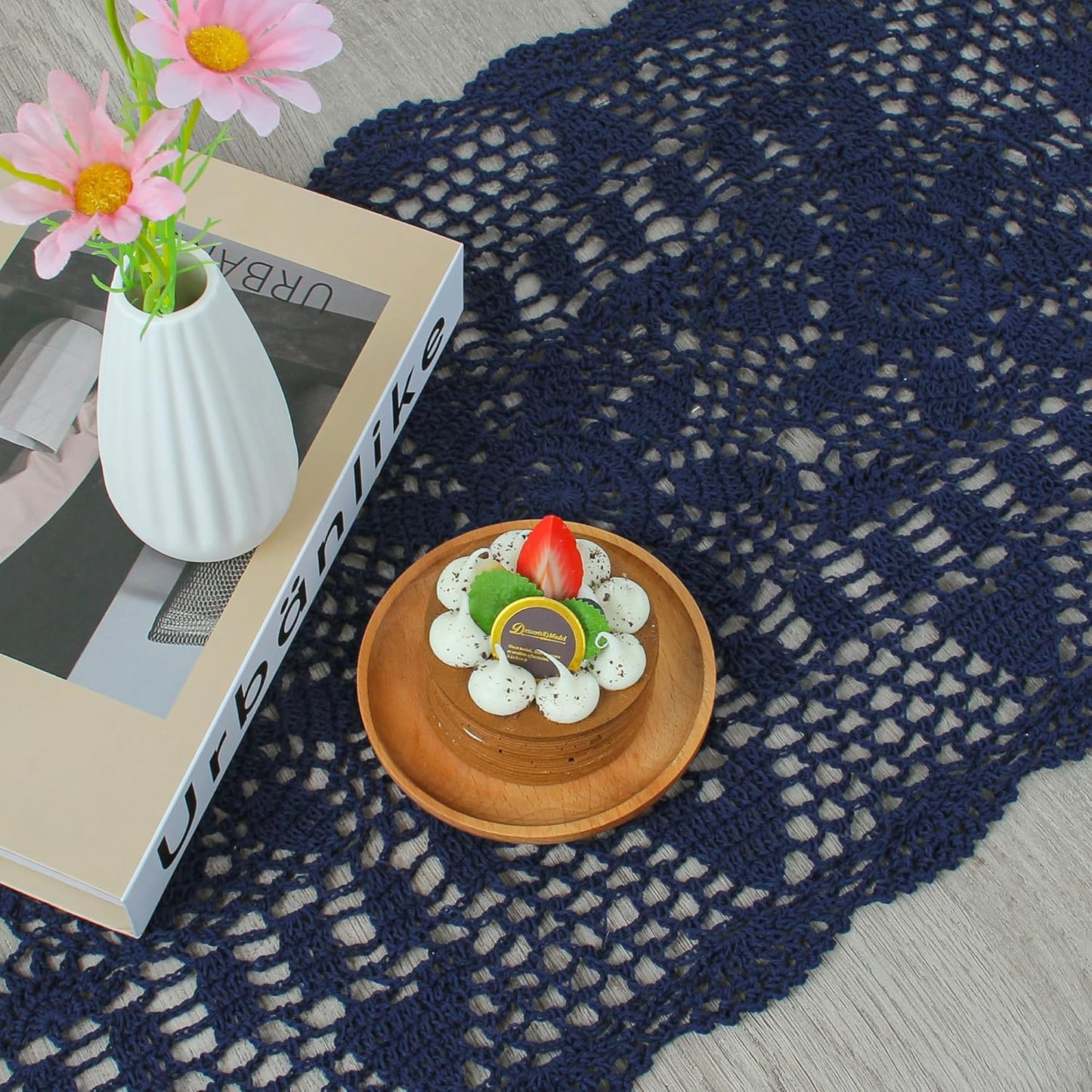 Handmade Crochet Lace Table Runner 15x51 Inch - Elegant White Décor