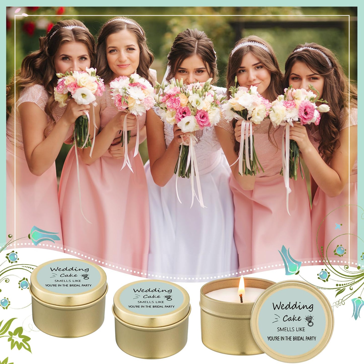Conelist 8 Pcs Bridesmaid Proposal Gifts Smells Like You're in The Bridal Party Candles Bridesmaid Gifts Natural Soy Wax Candles for Bridesmaid Best Friends Wedding Gifts (Light Green,Stylish)