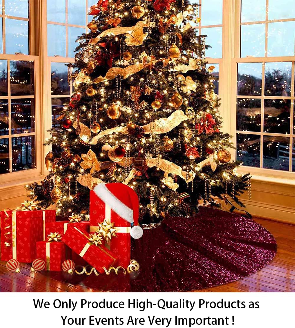48-Inch Silver Sequin Christmas Tree Skirt - Reusable Holiday Decor for Festive Parties