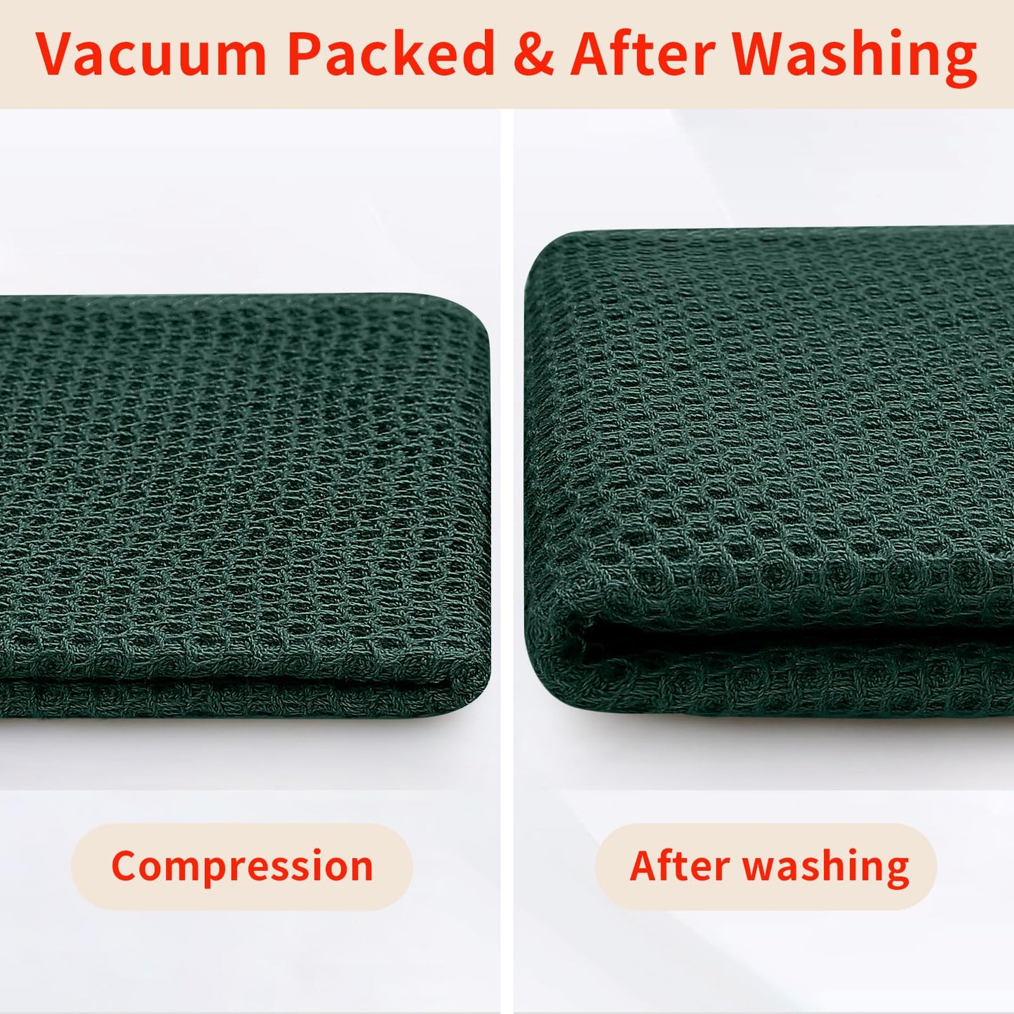 Homaxy 100% Cotton Waffle Weave Kitchen Dish Towels, Ultra Soft Absorbent Quick Drying Cleaning Towel, 20x28 Inches, 4-Pack, Blackish Green
