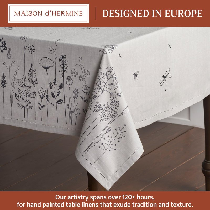 Maison d' Hermine Table Cloth Rectangle Table 100% Cotton 60 x 90 Inches Tablecloth Reusable Decorative for Dining Kitchen Room Farmhouse Home Gifts for Mothers Day Spring Summer - Flore