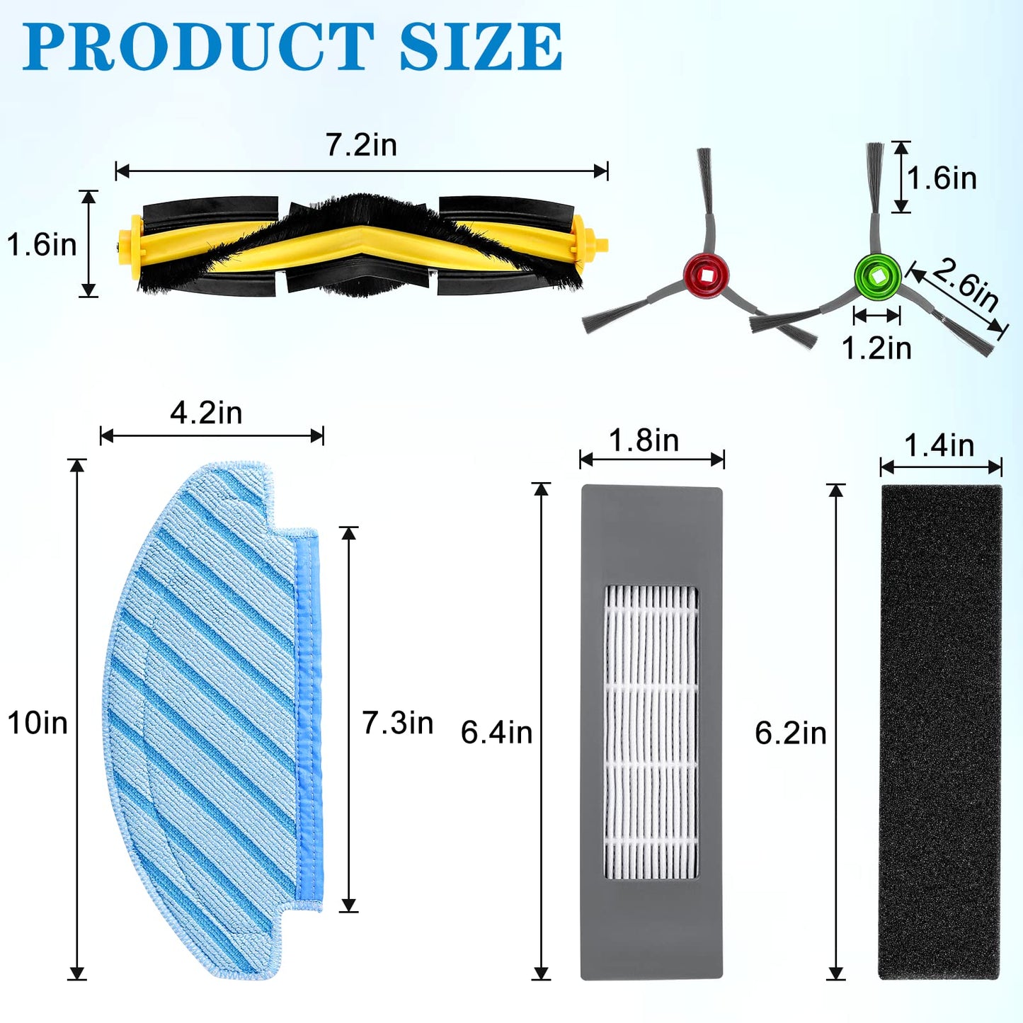 T8 Series N8 Pro Accessories, Replacement Parts for Ecovacs DEEBOT OZMO T8 AIVI/T8 Max/T8 Series/N8 Pro/N8 Pro Plus Robot Vacuum, Fit for Yeedi Vac Series