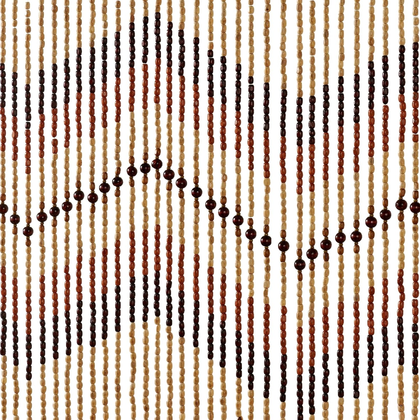 35.5" x 75" Bamboo and Wood Beaded Curtain for Doorway 52 Strands Handmade Bohemian Door Beads Curtain Boho Hanging Room Divider for Bedroom Living Home Deco, Beige