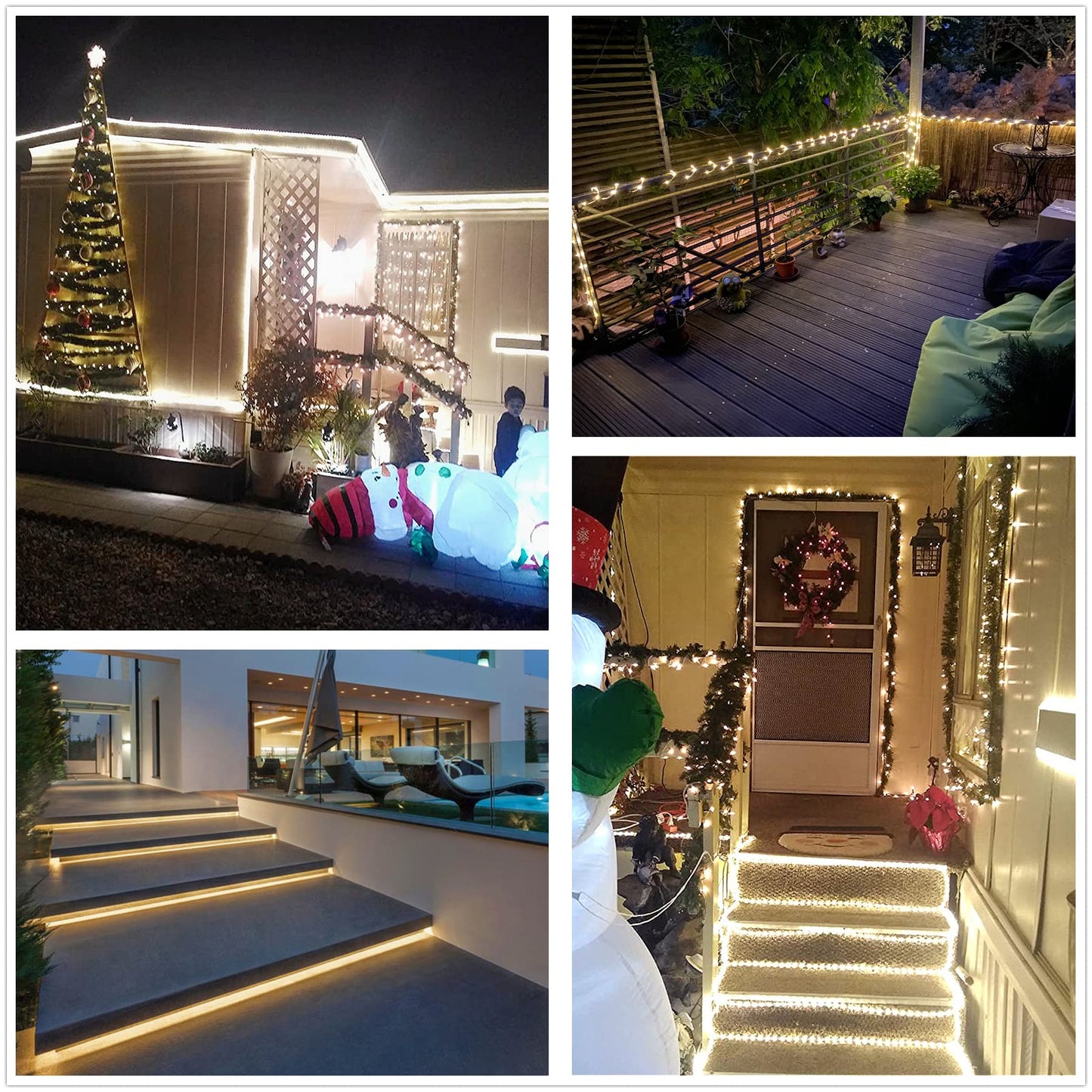 Tuanchuanrp LED Rope Lights, 100ft 110V Waterproof Rope Lights for Outside, Outdoor String Lights, Ideal for Eaves, Backyards Garden, Christmas Decoration(Warm White)