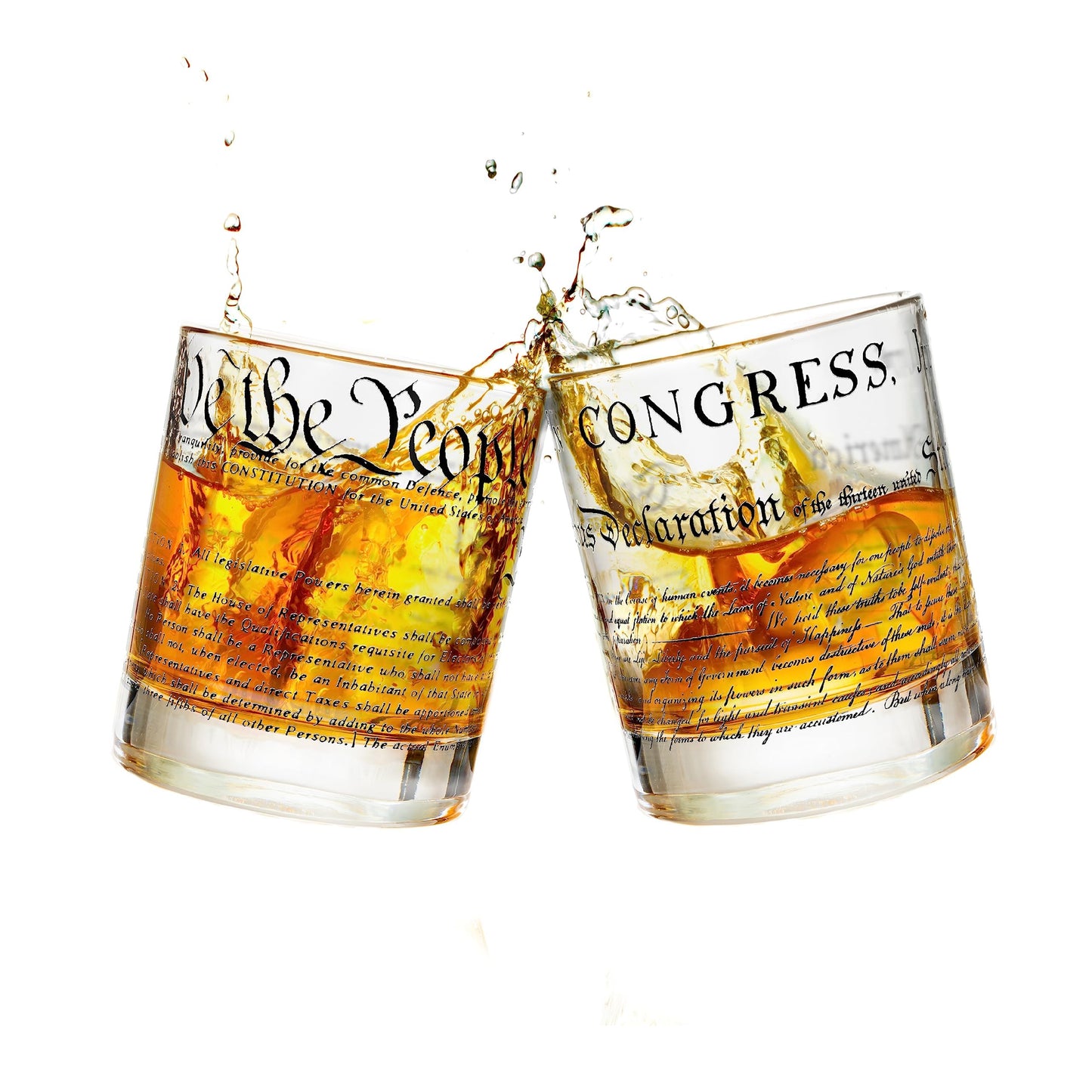 Greenline Goods Whiskey Glasses – United States Constitution + Declaration Glass (Set of 2) - 10 oz Tumblers - American US Patriotic Gift Set - Old Fashioned We The People Cocktail Glasses