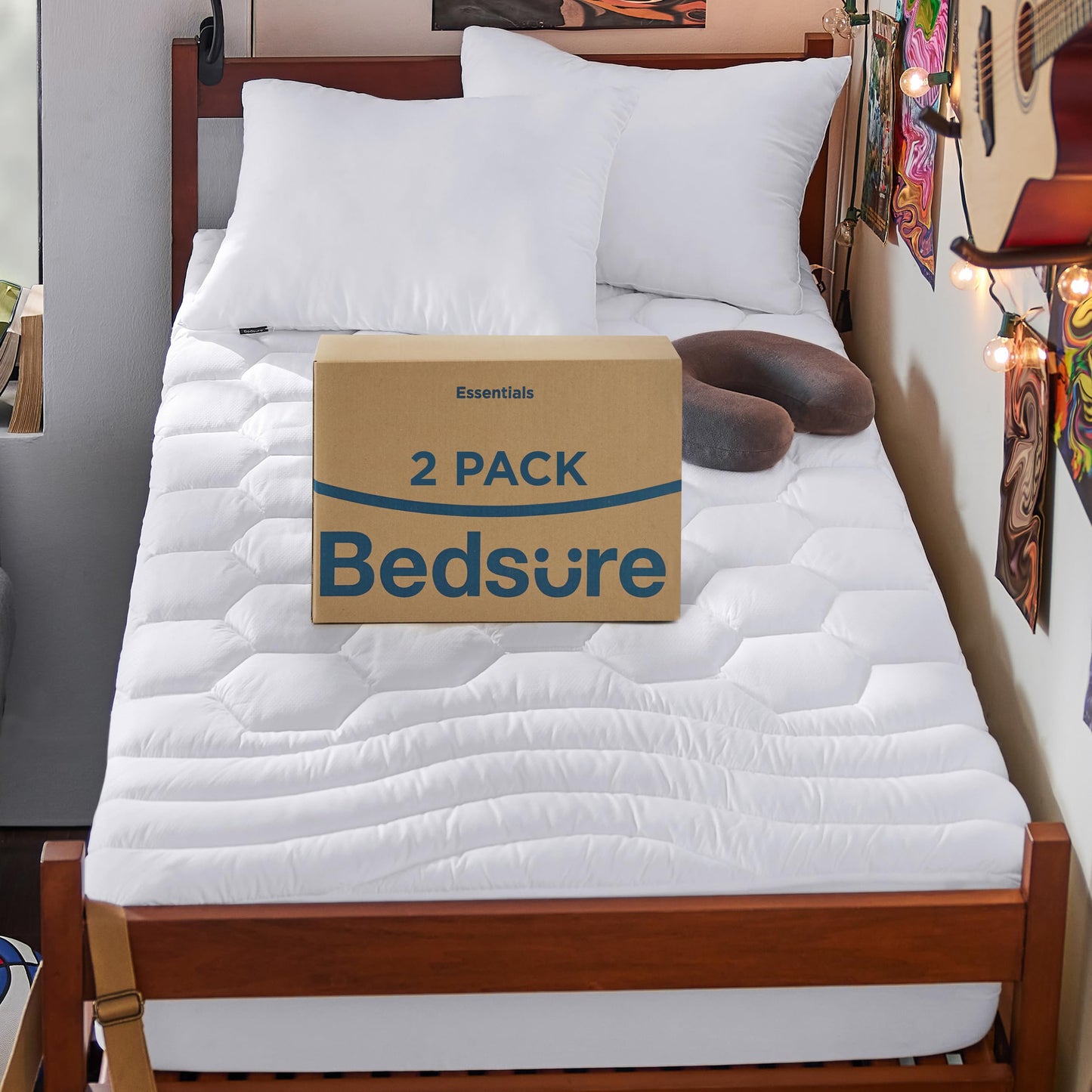Bedsure Twin XL Mattress Pad 2 Pack - Soft Mattress Topper for College Dorm Essentials, Extra Long Twin Bed Protector Cover with 8-21 Inches Deep Pocket, White, 2 Pack, 39x80 Inches