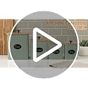 Sage Green Kitchen Canister Set of 4 with Chalkboard Labels & Marker - Countertop Food Storage