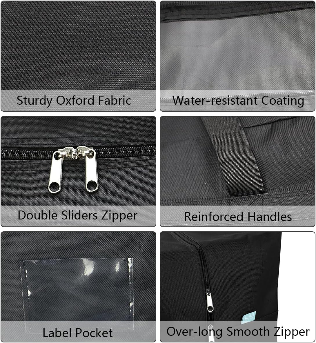 3-Side Zip Open Storage Bag for Christmas Trees & Party Ornaments - 27.5x16.5x13.8, Black Dots