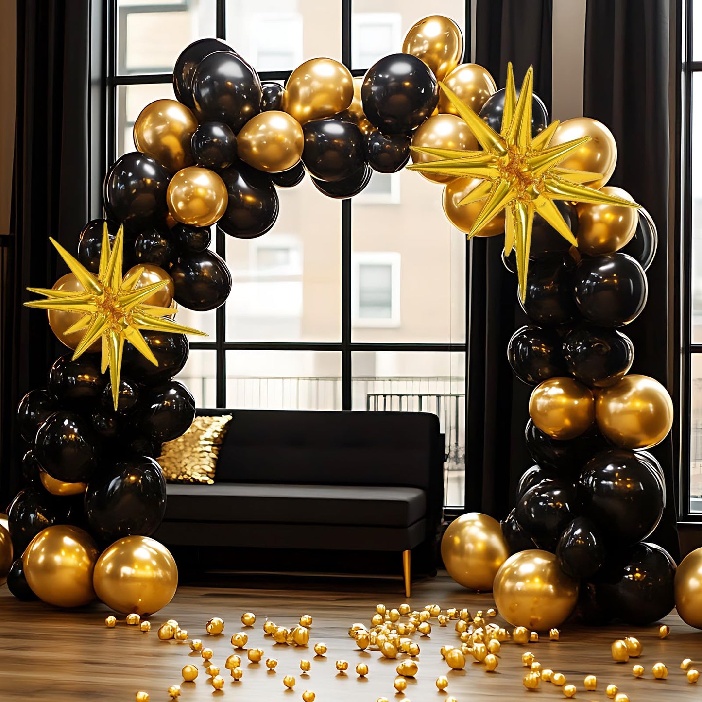 RUBFAC 135pcs Gold Balloons Different Sizes 18 12 10 5 Inch for Garland Arch, Latex Metallic Balloon for Birthday Graduation Party Wedding Decorations