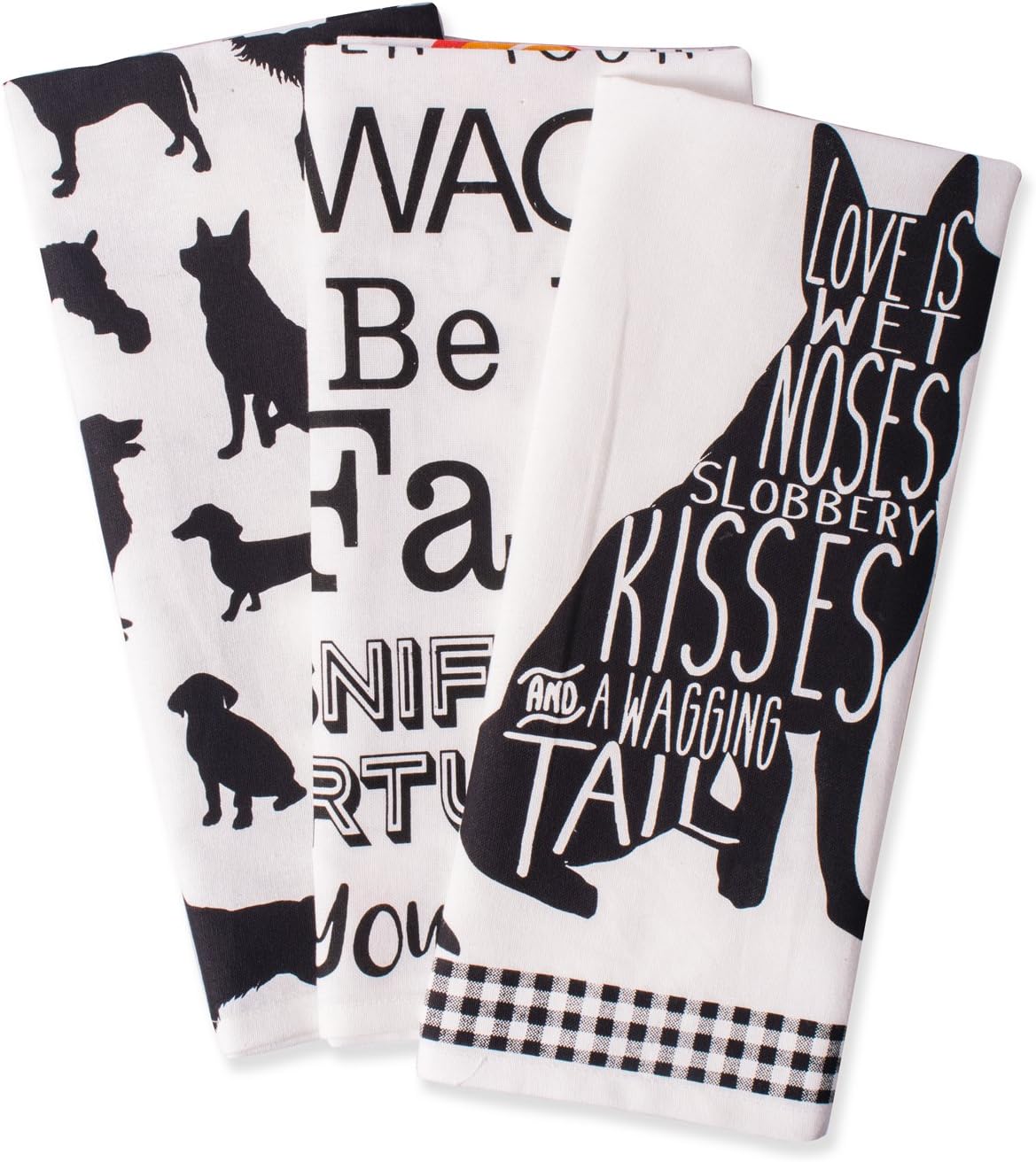Dog Print Absorbent Dishtowel Set - 3 Count, 18x28 Kitchen Towels for Pet Lovers