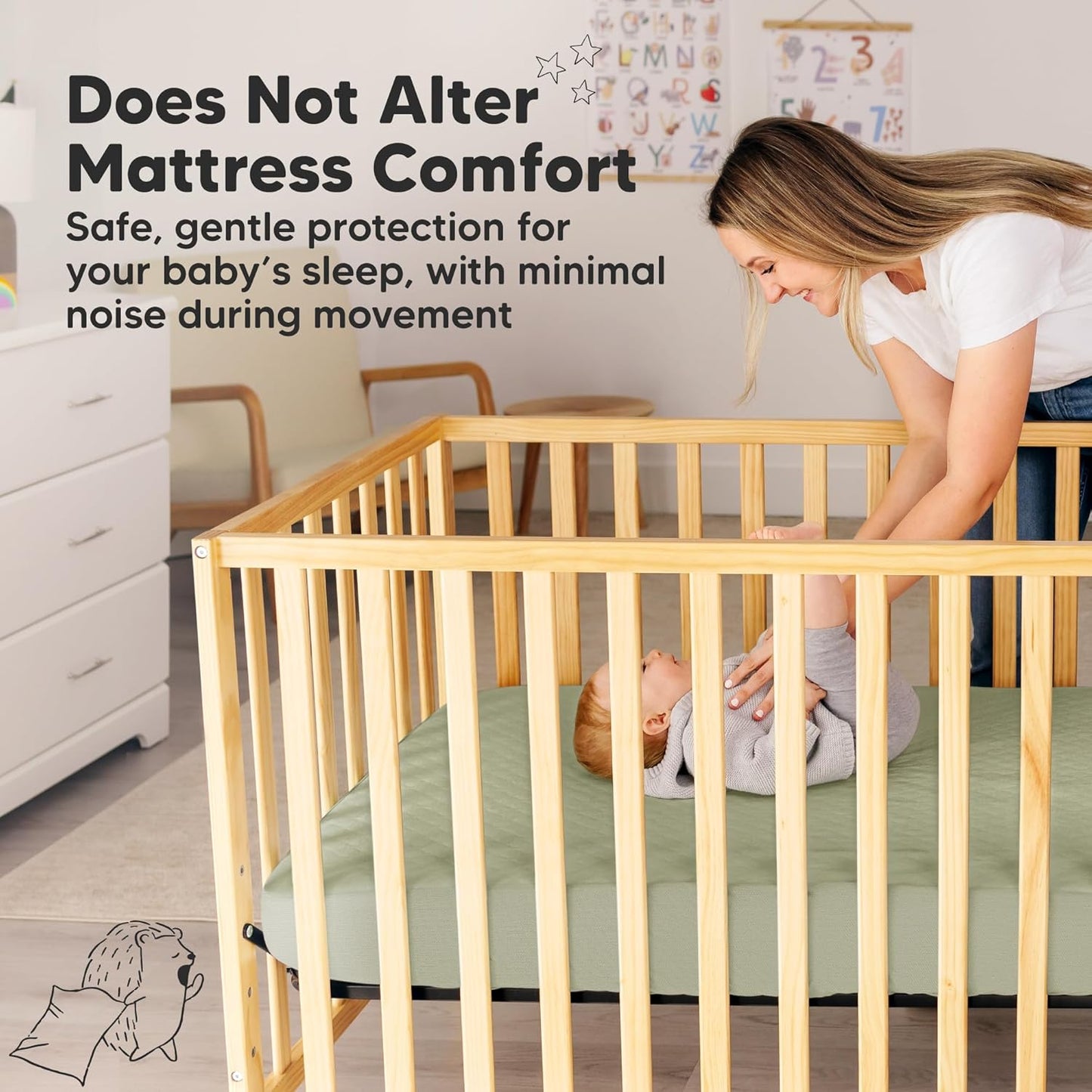 Skiennix Waterproof Crib Mattress Protector Cover - Soft Quilted Cotton Pad, 52" x 28", Machine Washable, 2-Pack