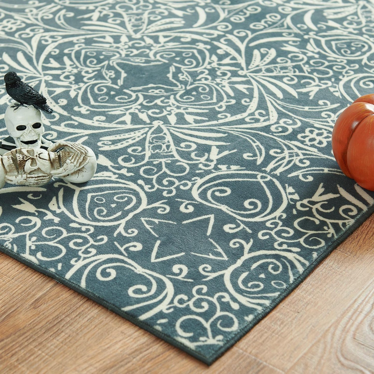 jinchan Area Rug 2x6 Accent Runner Rug Indoor Entryway Vintage Runner Dark Grey Print Floral Retro Carpet Soft Mat Kitchen Living Room Bedroom