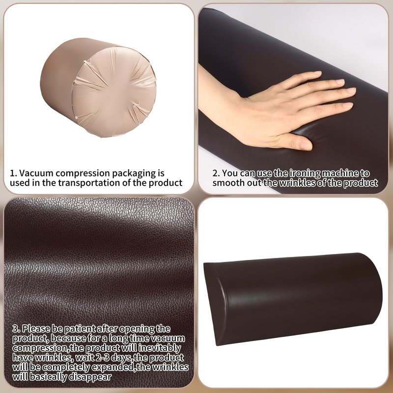 HOMBYS PU Leather Recliner Leg Rest Cushion, Bolster Foot Pillow for Legs, Recliner Foot Pillow, Multipurpose Half Moon Leg Pillow & Back Lumbar Support Cushion for Bed, Chair, Sofa-23"x10"x4"