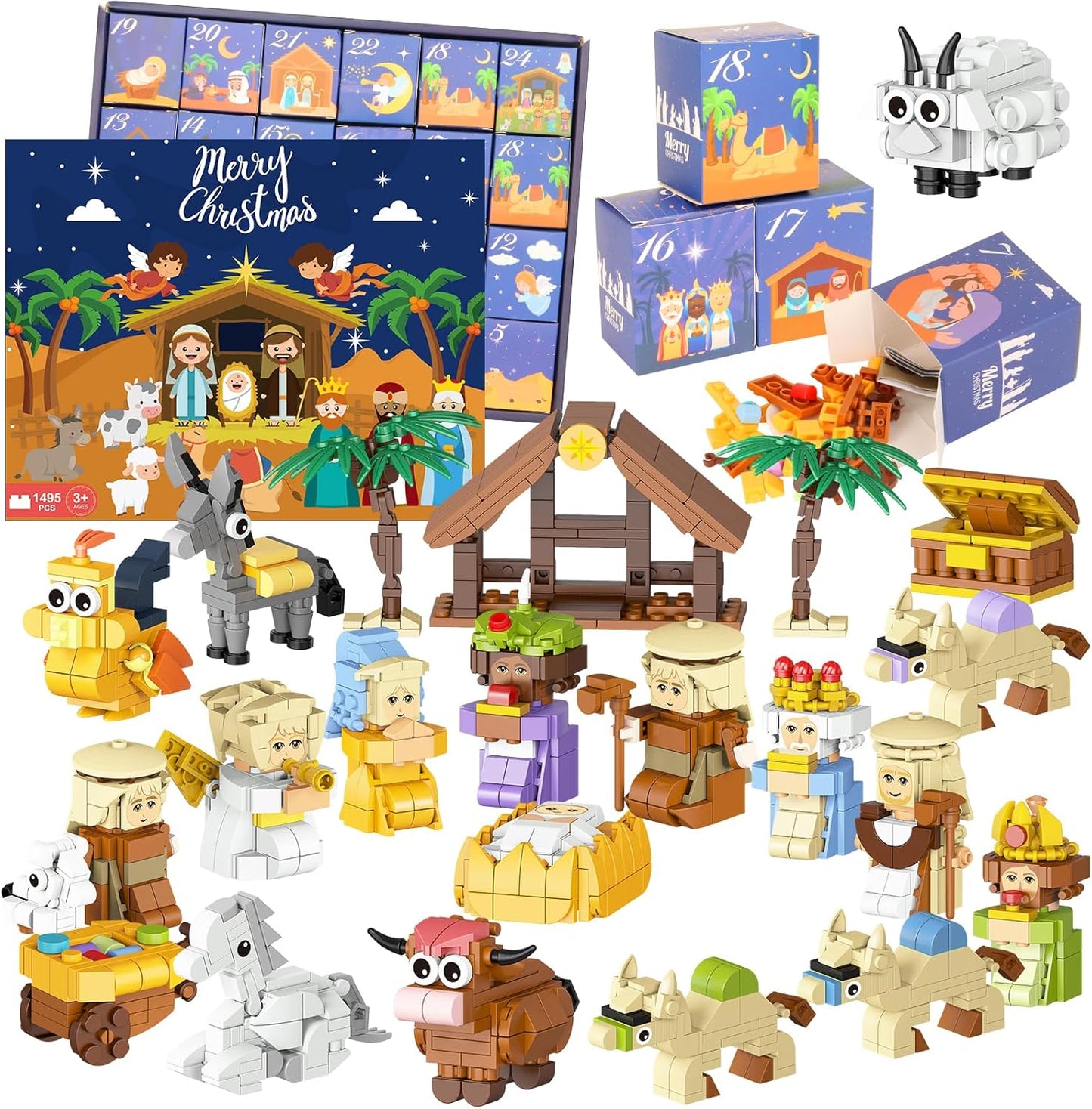 Nativity Building Blocks Advent Calendar 2025 - 24 Days of Christmas Countdown STEM Toy for Ages 6+