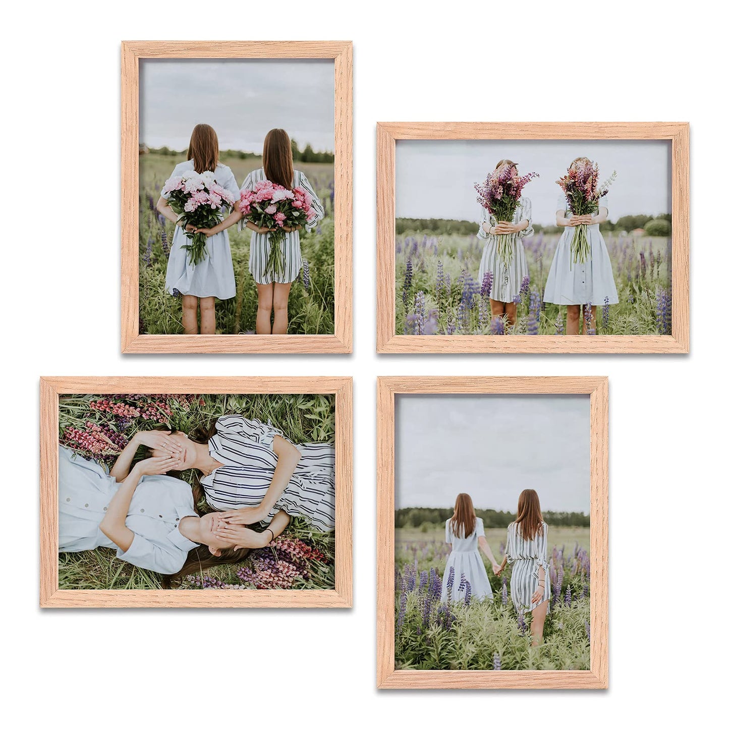 ATOBART 5x7 Oak Wood Picture Frames, 6 Pack Natural Wood Color Photo Frame with High Definition Glass for Wall Mount or Table Top Display