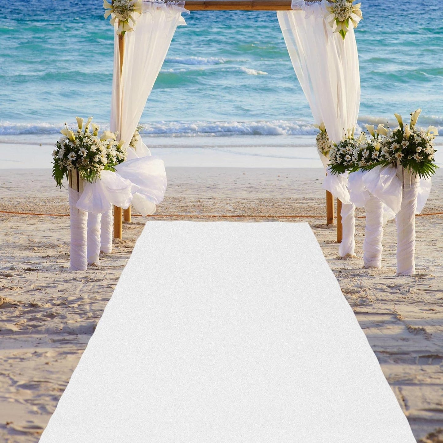 Boao 20 x 2.3 ft Neoprene Carpet Runner Reusable Plastic Floor Runner Non Slip Rubber Backed Rugs for Hallway Aisle Carpet Roll for Wedding Party Decor Prom Business Outdoor(White)