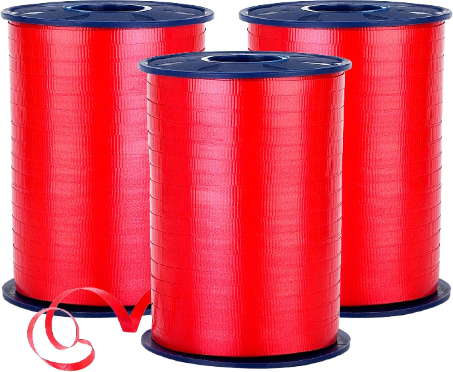 Morex 3-Pack Crimped Curling Ribbon 3/16" x 500 YD - Red Gift Wrapping & Party Decorations